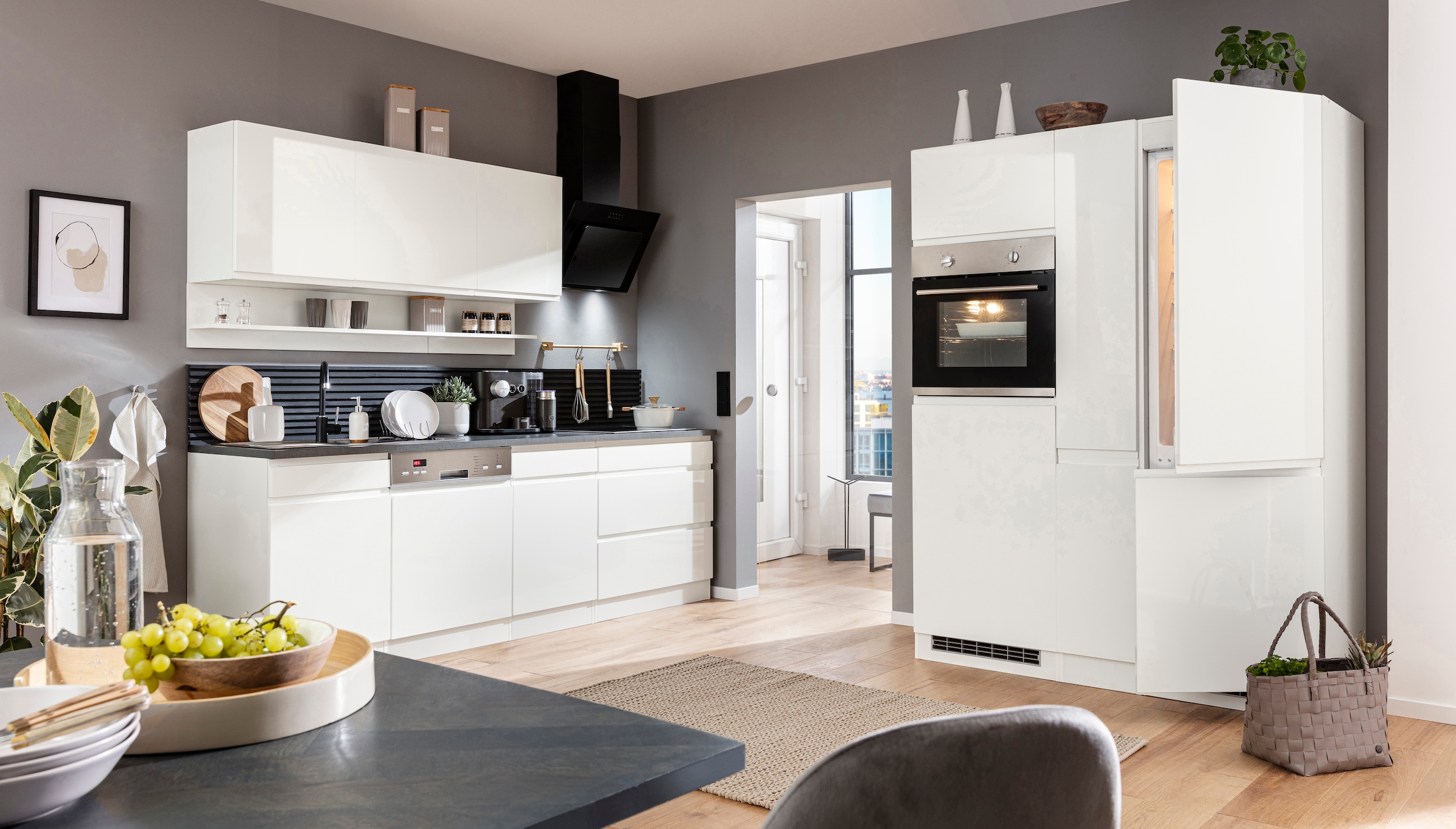 KOCHSTATION Kitchenette »KS-Virginia,neu in verbesserter Ausführung« largeur 390 cm, soft-close, sans appareils électriques