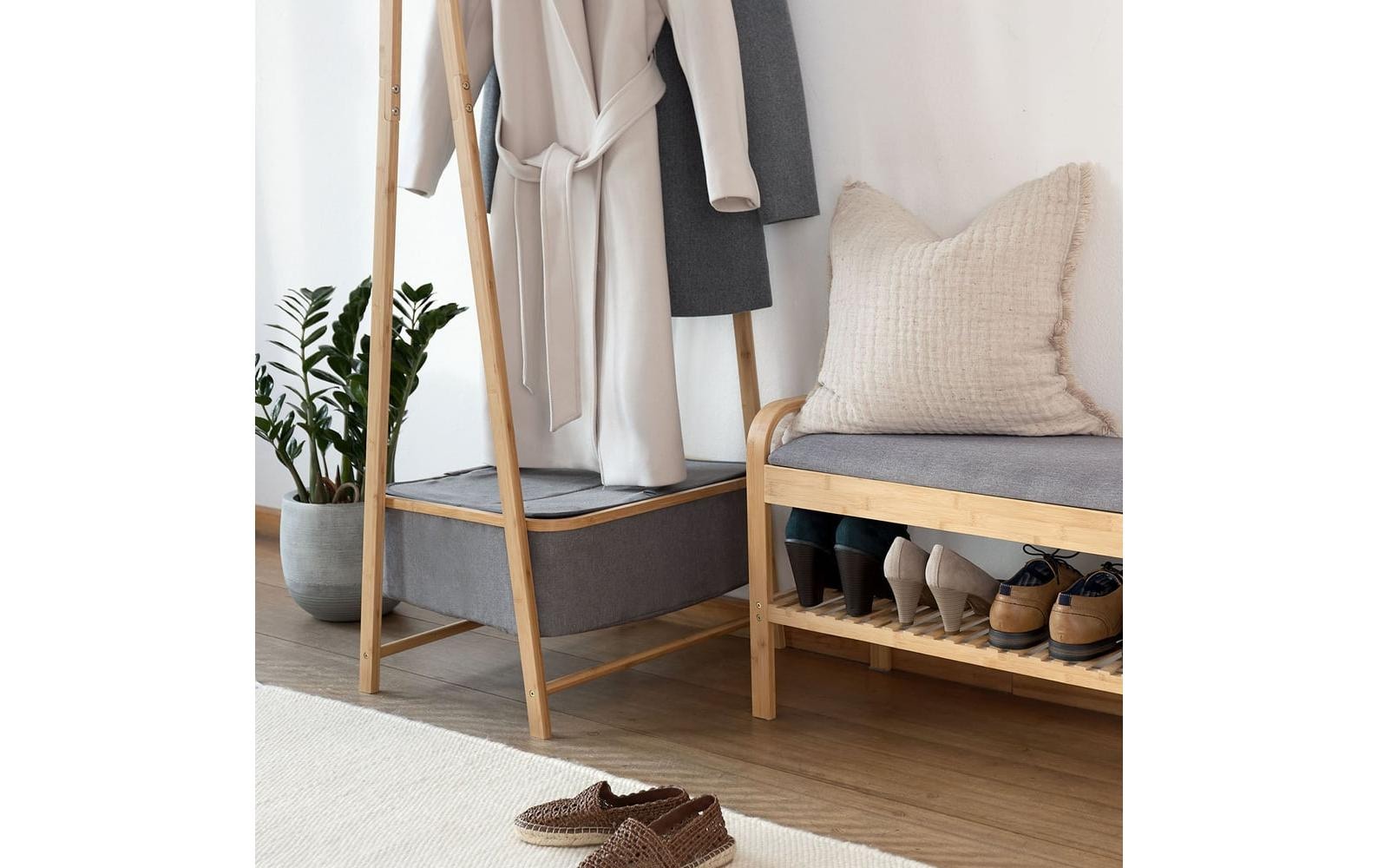 Lumaland Porte-manteau »aus Bambus 159 x 60 x 45 cm« Garderobenständer aus Bambus mit Box