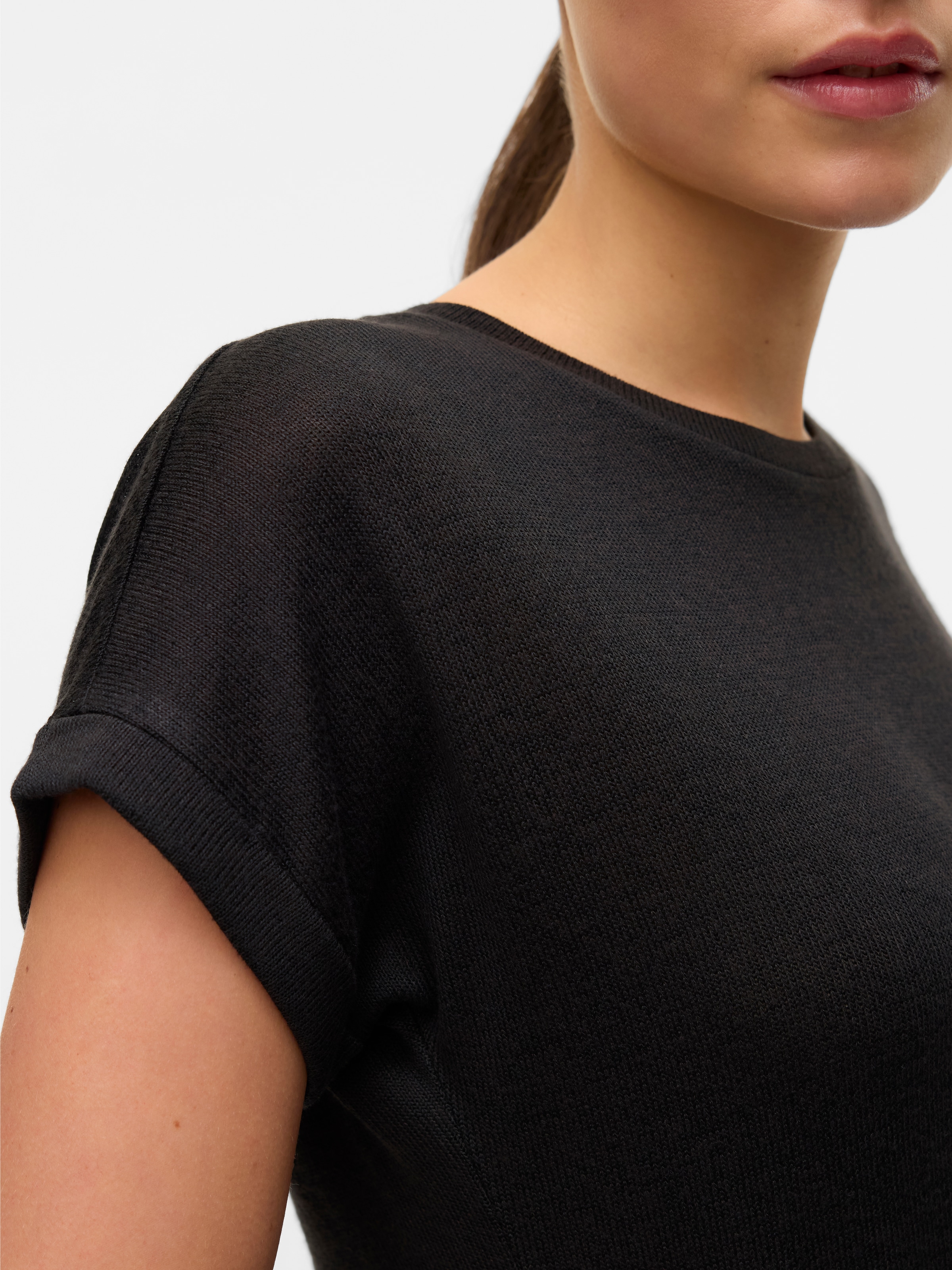 Vero Moda Kurzarmpullover »VMBRIANNA SS O-NECK PULLOVER BOO  REP« mit überschnittenen Schultern mit Umschlagsaum