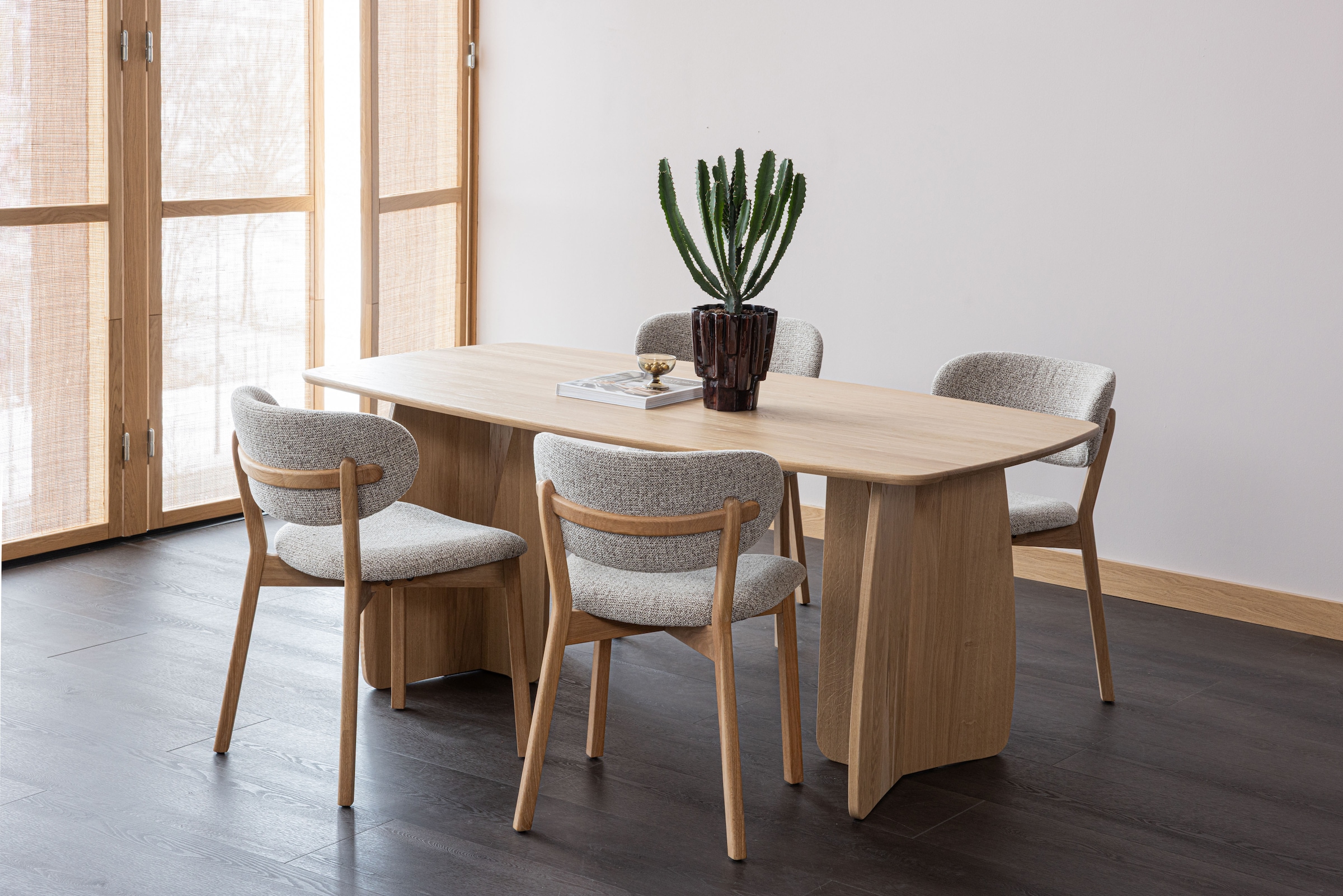 WOOOD Fauteuil lounge »Udar mit Eichenholzgestell und More-Melange-Bezug, B68 x T75 x H76 cm« très haute résistance à l'usure, accoudoirs intégrés, capacité de charge 120 kg