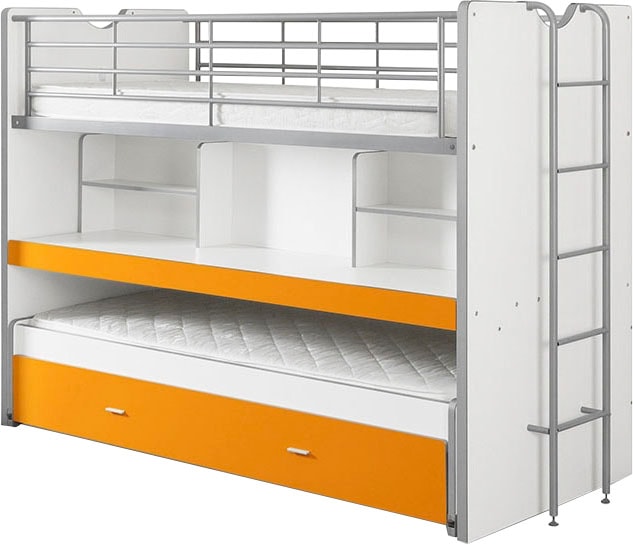 Vipack Hochbett »Bonny, mit 3 Schlafgelegenheiten, super praktisch im Kinderzimmer« B/H/T ca. 222x161x102cm, Dekor Oberfläche, in verschieden Farben,  mit grosser Schreibplatte, Regalfächern, viel Funktion auf kleinem Raum