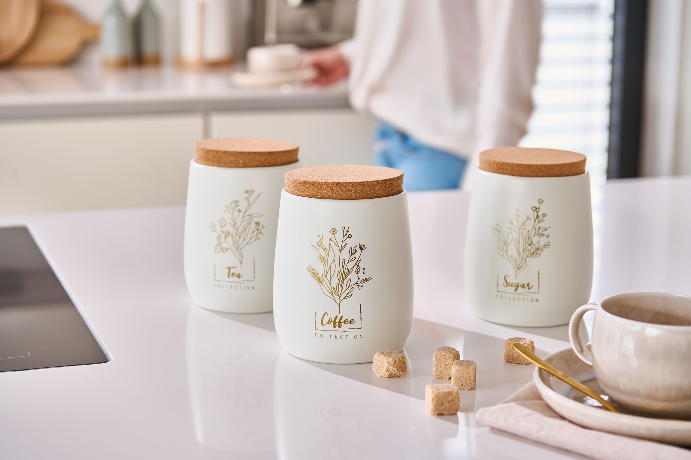 Zeller Present Boîte à provisions »Flowers« Set, 3 cuis tlg. leichten Vintage-Charme