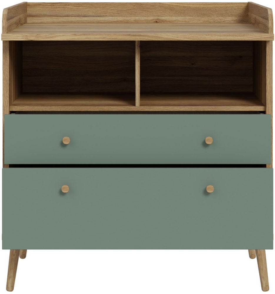 FORTE Commode à langer »Whenua« Matelas à langer, bord relevé, bicolore, rangement ouvert, compartiments etc. 89,8 cm