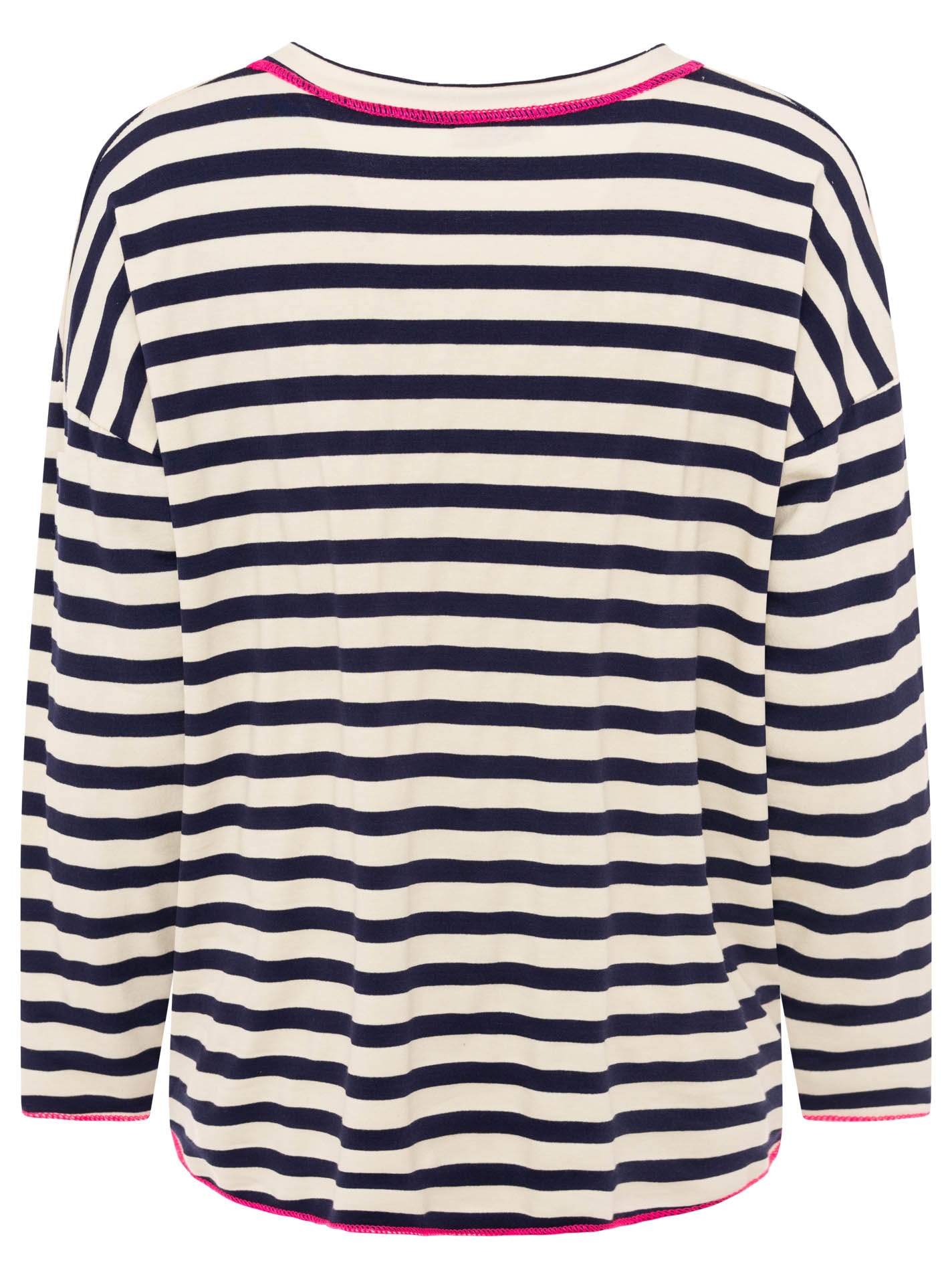 Zwillingsherz Sweat-shirt »"Neon Streifen"«, offene Kanten für Used-Look, One-Size, Kontrastnaht, V-Neck
