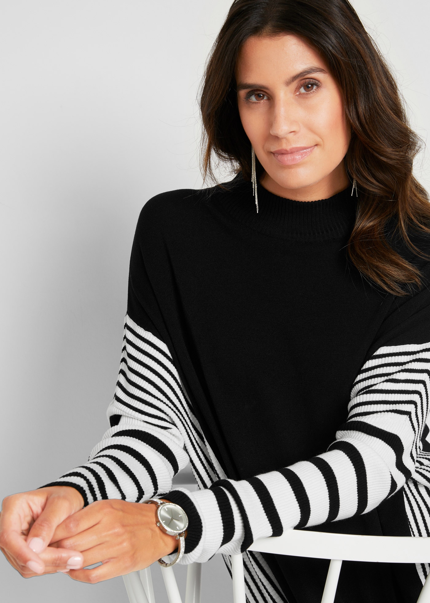 bonprix Pull long aus Viskose und Polyamid, mit Stehkragen, für vielseitige Anlässe