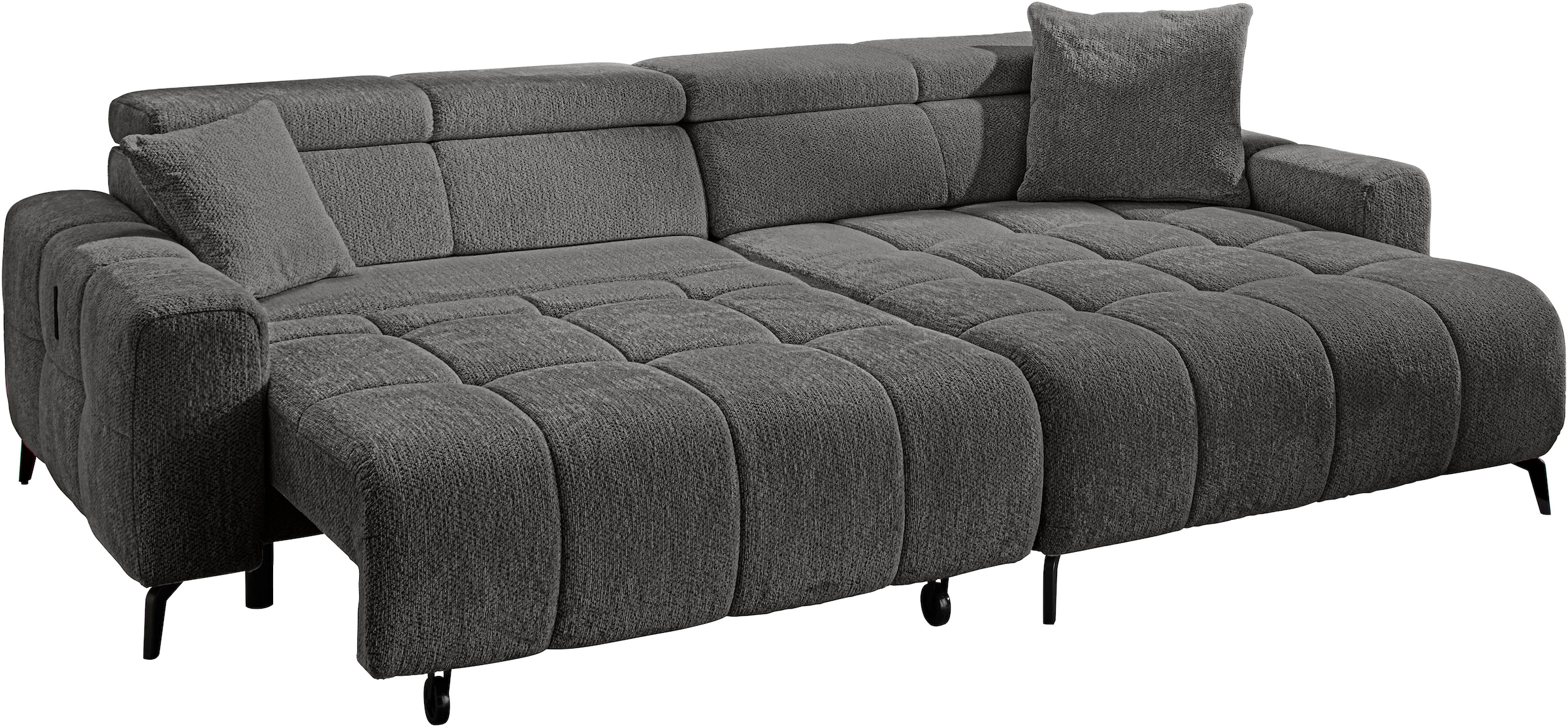 Jockenhöfer Gruppe Ecksofa »Racer L-Form, B: 290 cm, 60 cm elektrische Sitztiefenverstellung« USB-Ports, Kopfstützen verstellbar, Zierkissen, bis 140 kg/Sitz