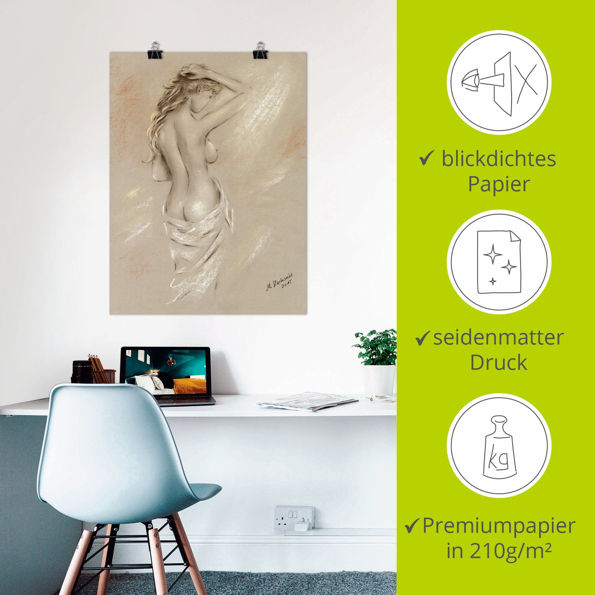 Artland Wandbild »Reizvolle Rundungen - weiblicher Akt« Frau 1 Stk. tlg. als Leinwandbild, Poster, Wandaufkleber in verschied. Grössen