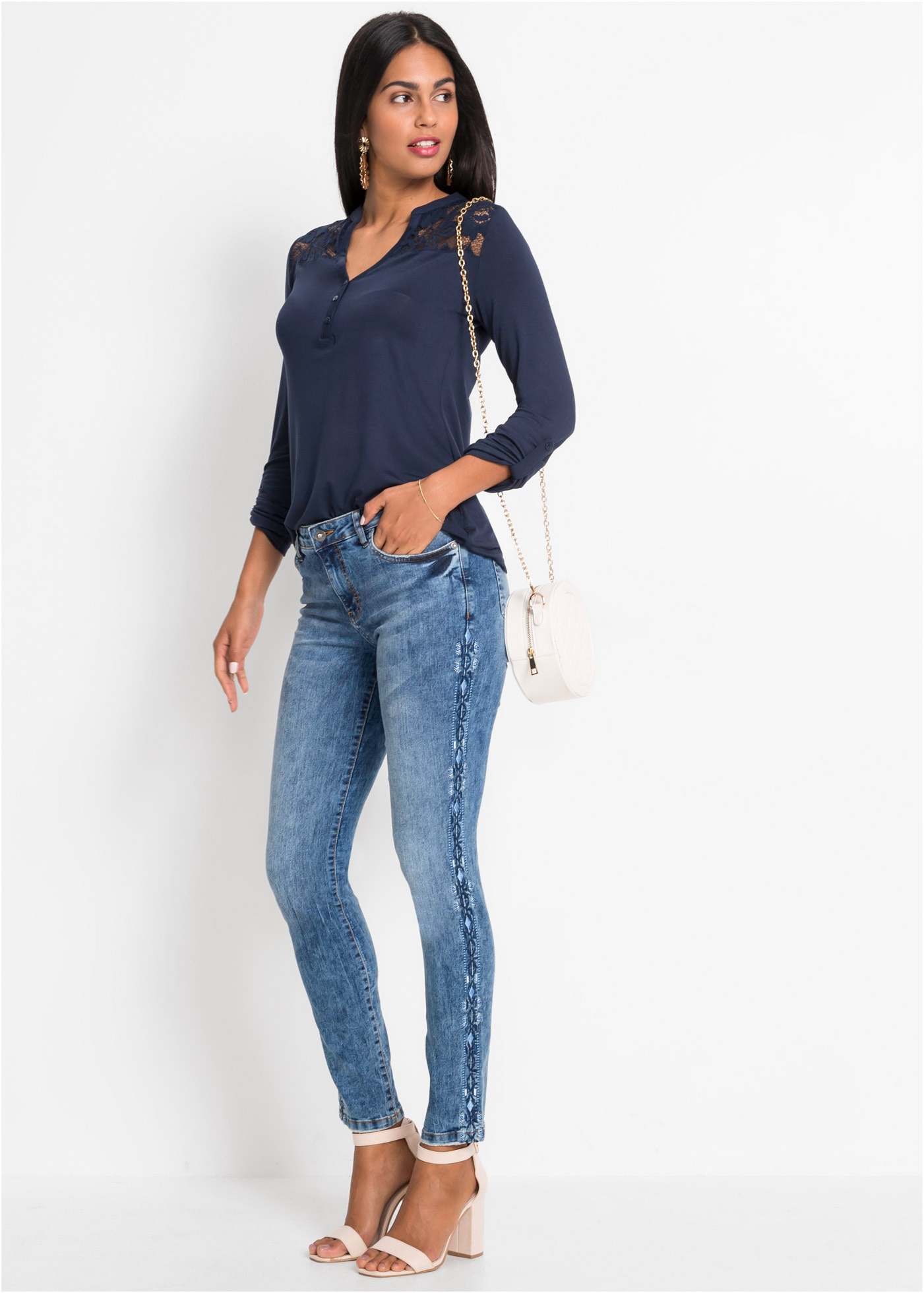 bonprix Skinny-fit-Jeans Skinny fit Passform, Innenbeinlänge ca. 77,5 cm in Grösse 38