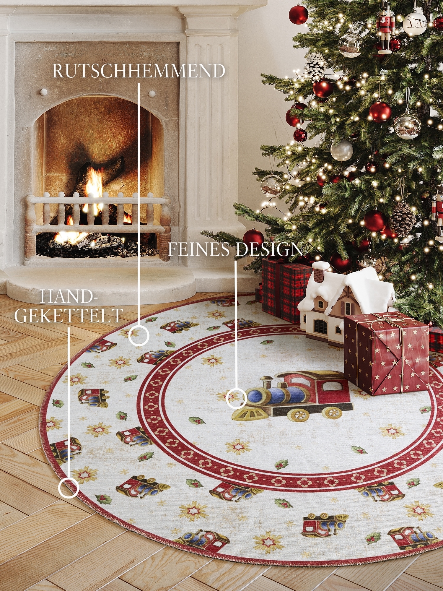 Villeroy & Boch Tapis »Toy's Delight Limited Edition Santa Claus« Rond 3 mm Höhe Limited Edition, Weihnachten, Wohnzimmer, Baumrock, Waschbar, Rund