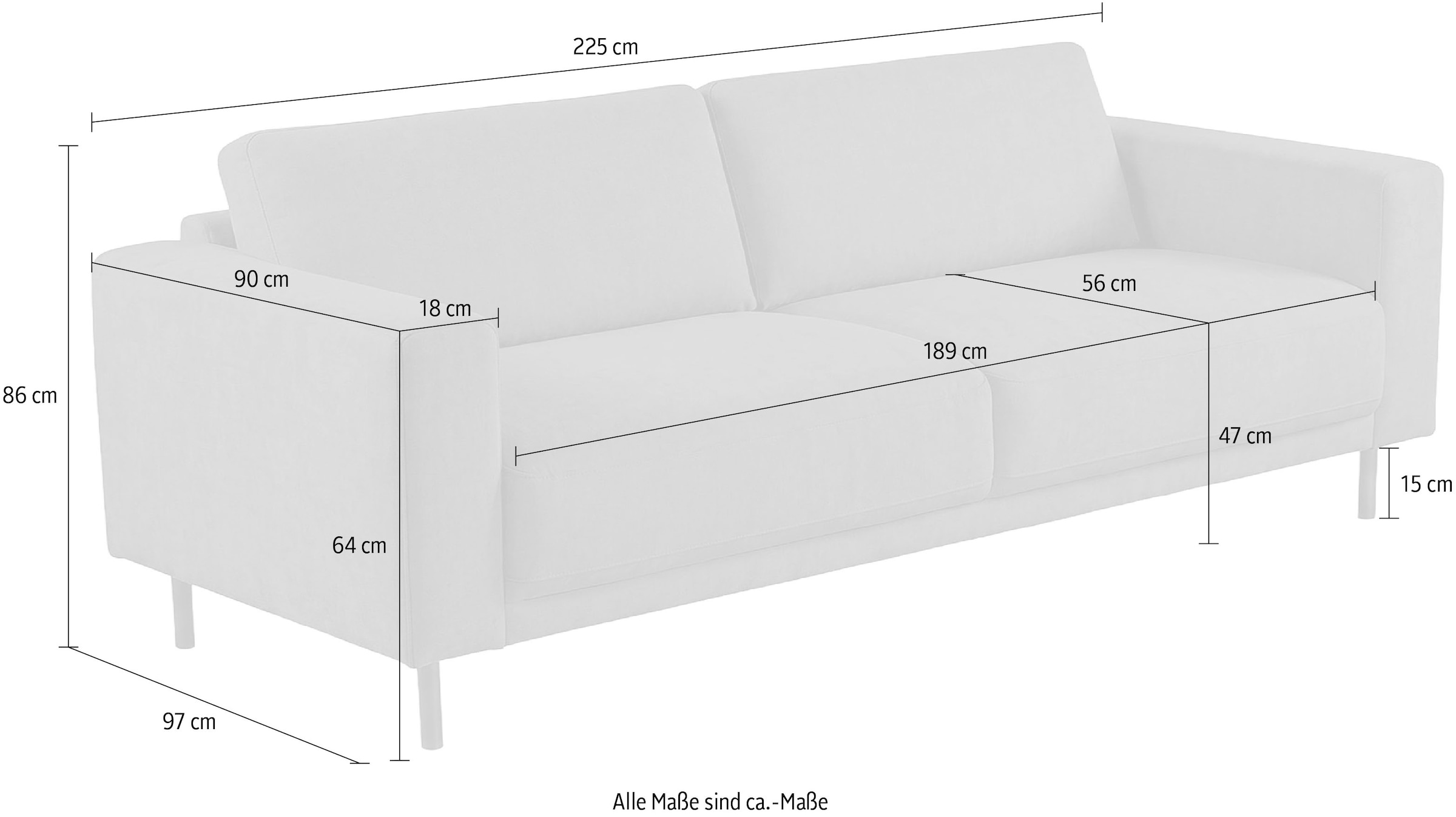 GOODproduct Schlafsofa »Sveeva, 3 Sitzer, Liegefläche 135x190 cm, schwarze Metallfüsse« langlebiger Strukturstoff, mit Wellenunterfederung, viele Farben