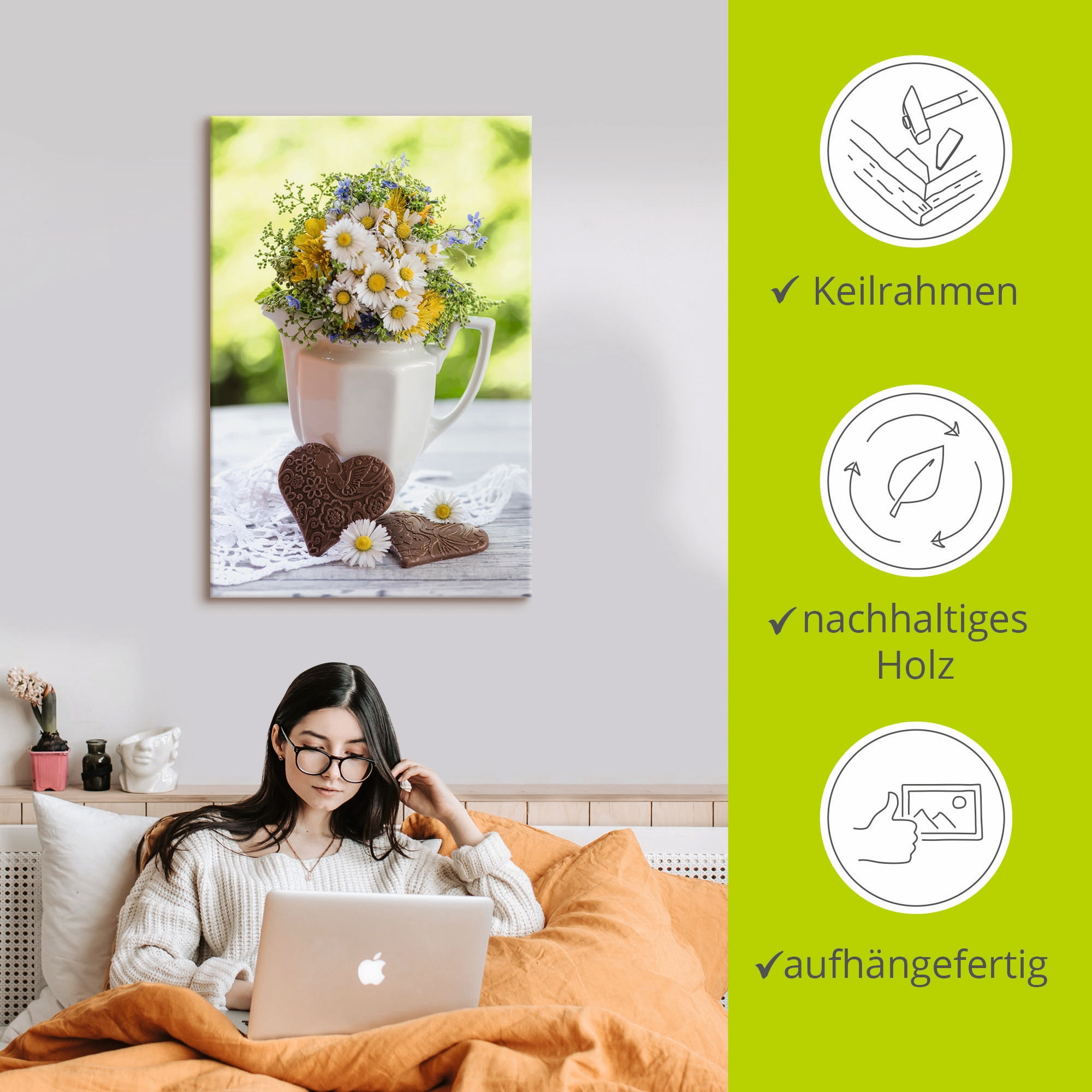 Artland Tableau sur toile »Aus Liebe zum Frühling« 1 cuis tlg. als Alubild, Outdoorbild, Leinwandbild, Wandaufkleber, versch. Grössen