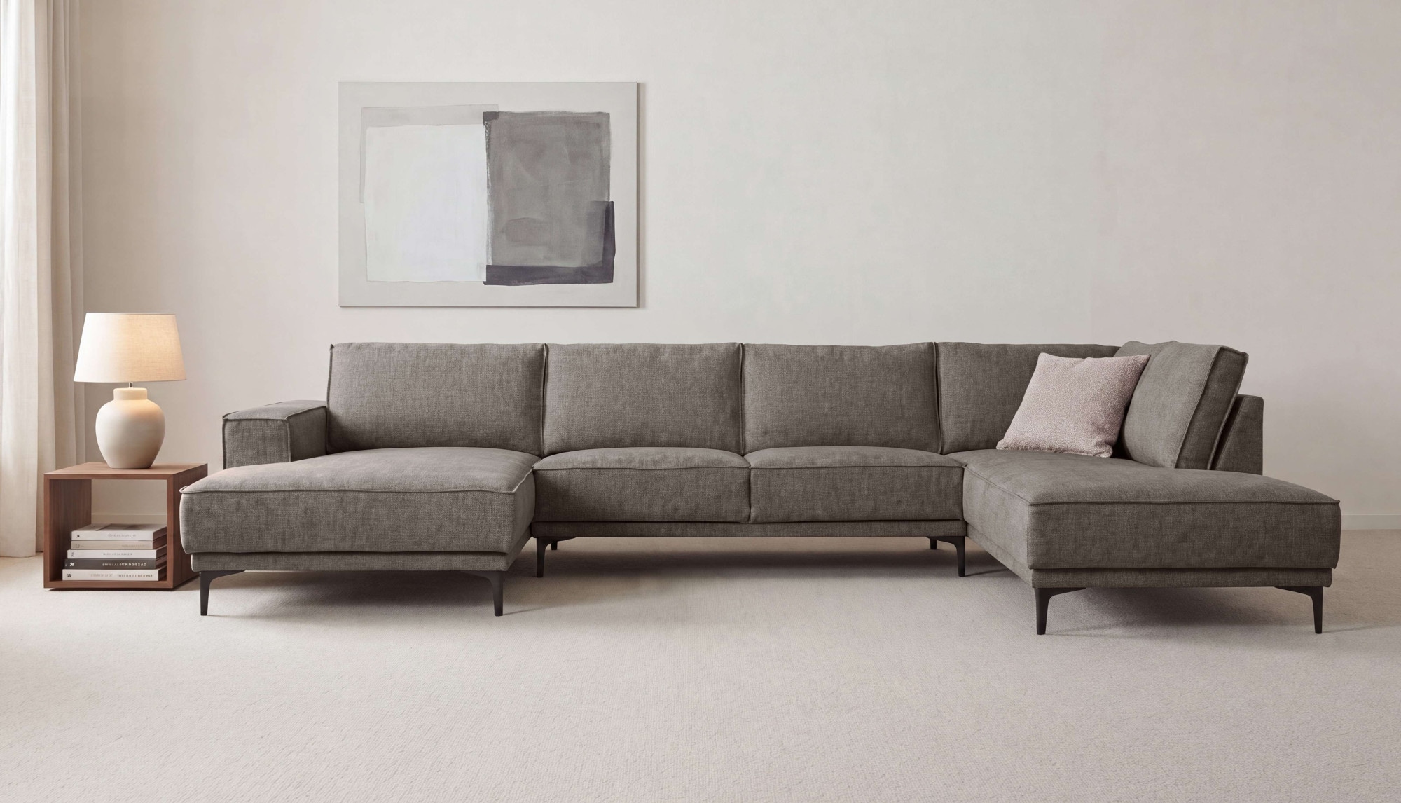 GOODproduct Paysage de salon »XXL Sofa Oland mit modernem Chenille-Bezug« U-Form, 345 cm, Wellenunterfederung, Skandi-Design, Metallfüsse