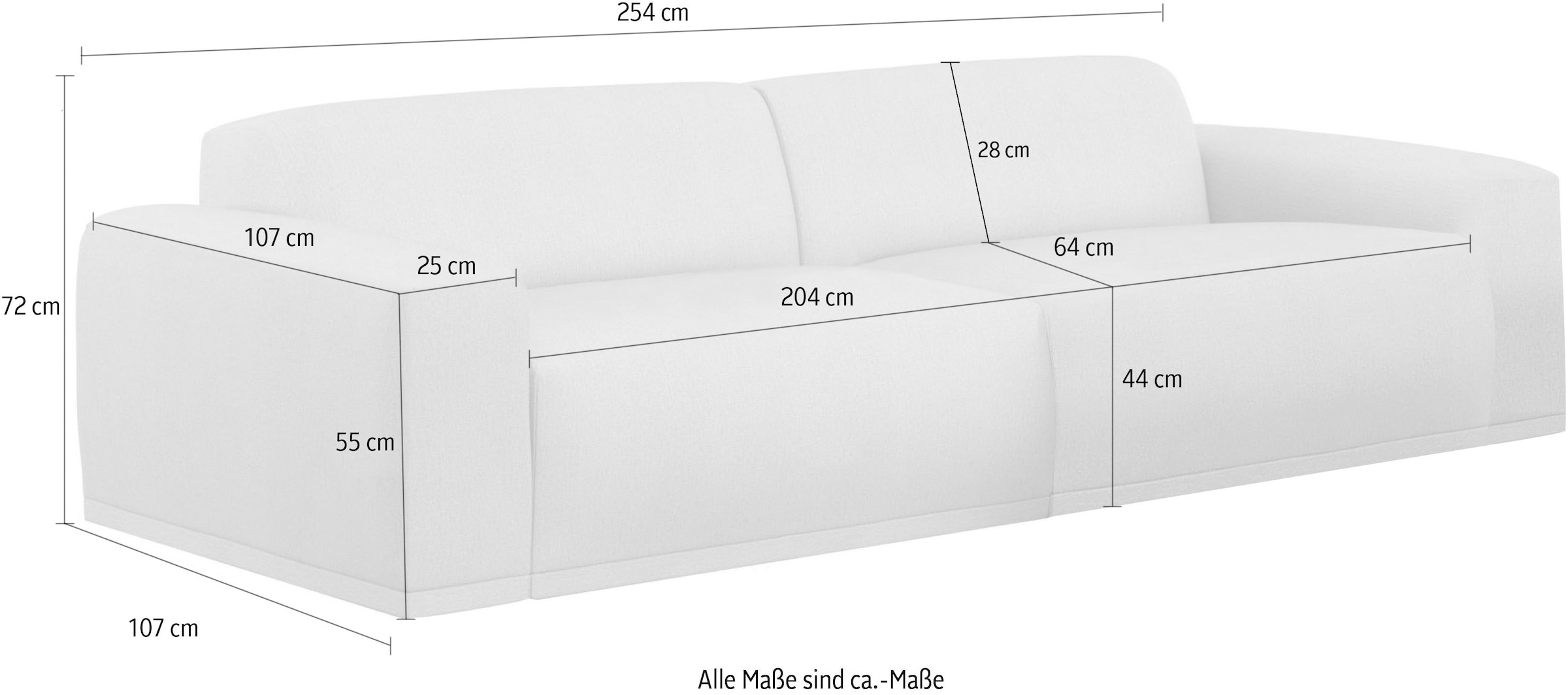 TRENDMANUFAKTUR Canapé Big »Braga 254 cm, Japandi-Stil, hochwertiger Kaltschaum, Megasofa in Cord« grand canapé moderne, canapé avec grand confort d'assise, 254/72/107 cm (L/H/P)
