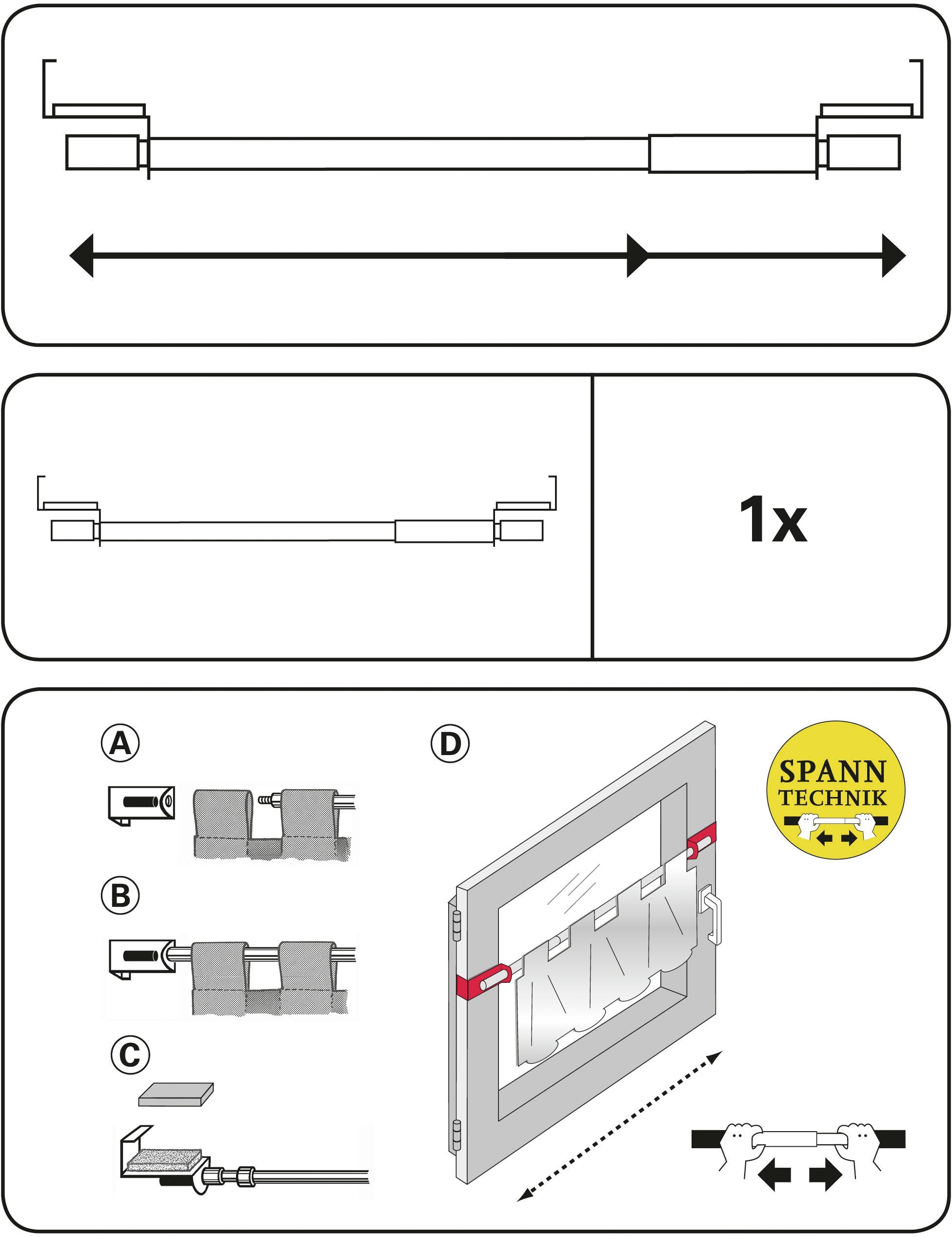 GARDINIA Barre à disques »Spannvitrage« Ø 9 mm 1 läufig-läufig ausziehbar Serie Spannvitrage Ø 7/9 mm