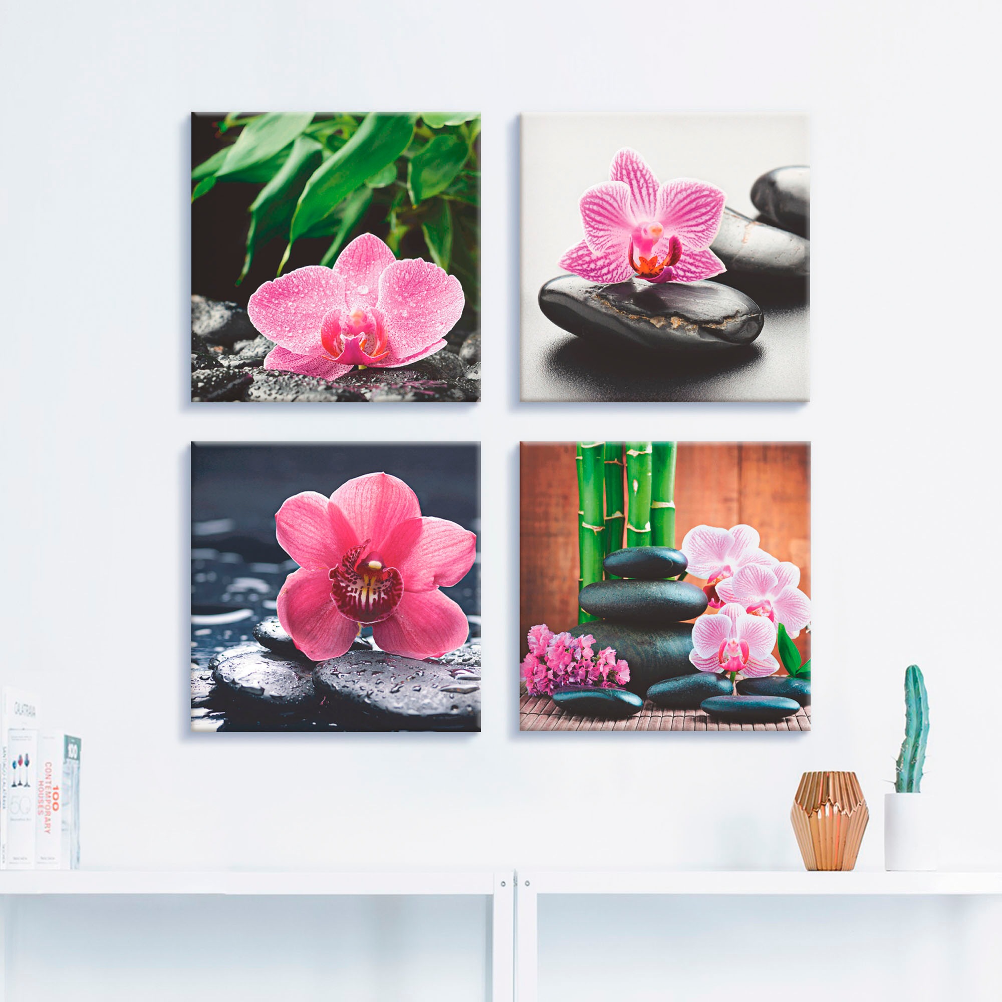 Artland Tableau sur toile »Orchidee Zenstein Tropfen Spa Konzept« 4 cuis tlg. 4er Set, verschiedene Grössen