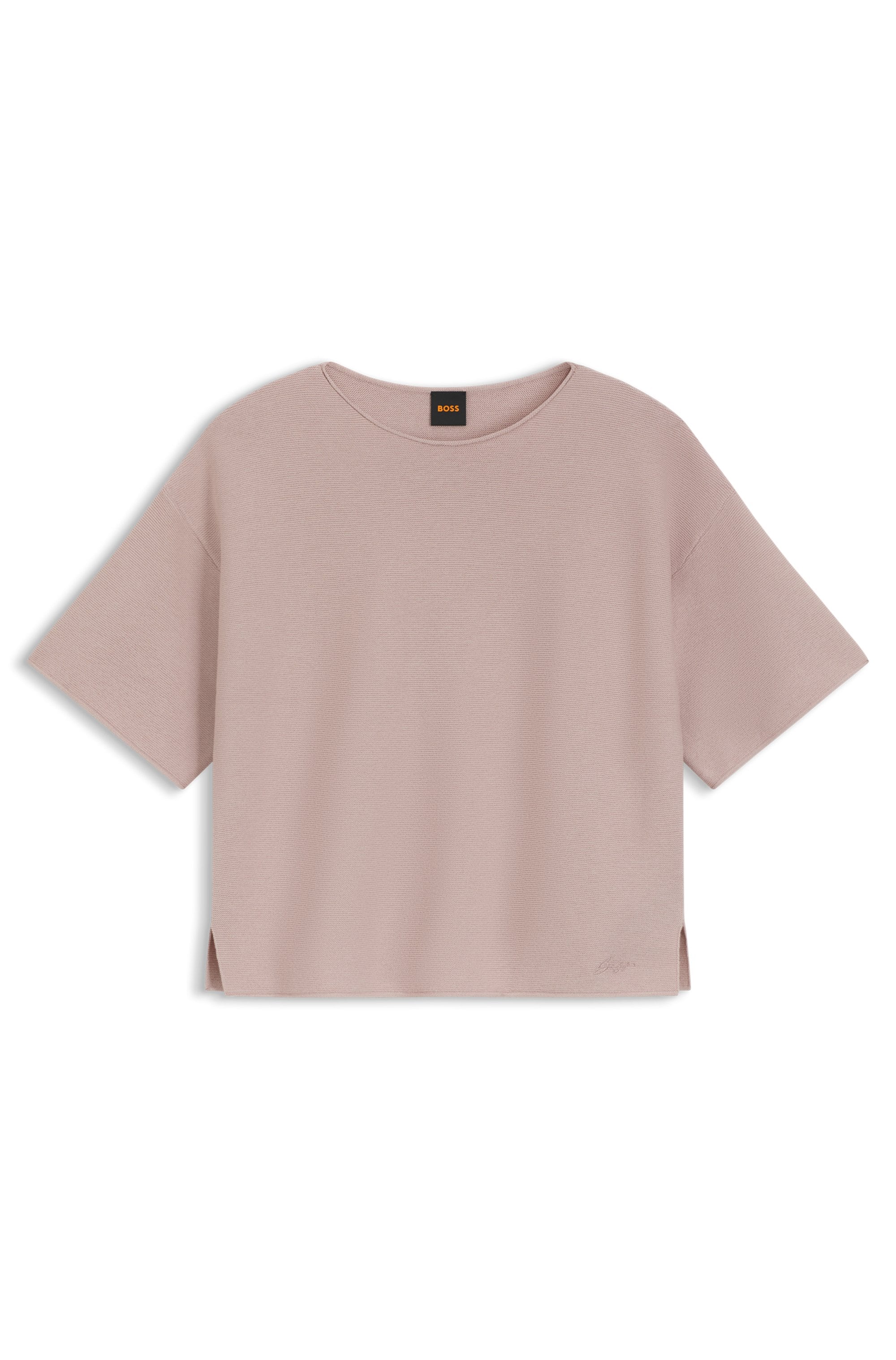 BOSS ORANGE Pull à manches courtes »Fouetta Premium Damenmode« Baumwoll-Woll-Mix, Relaxed Fit