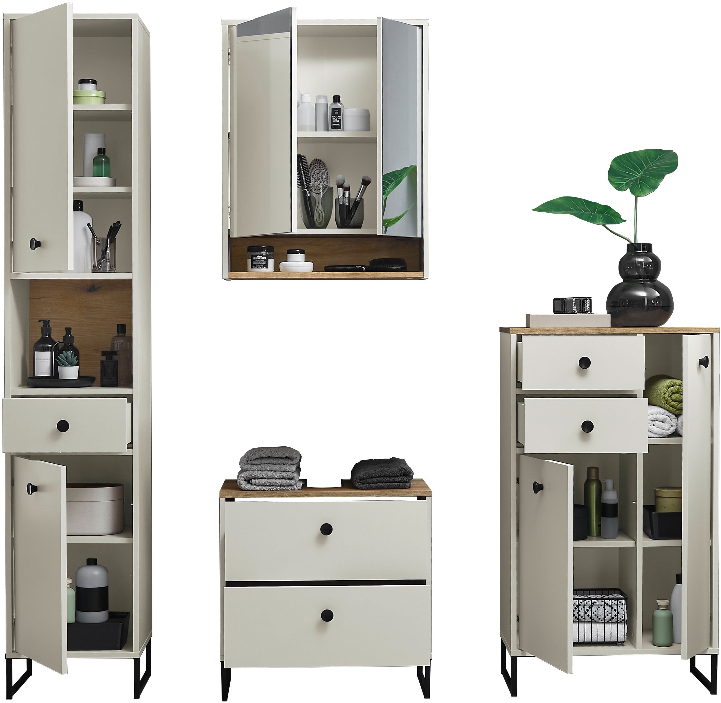 BASIC by Balculina Hochschrank »Linea« 1 Stk. tlg. Breite 60cm, U-Profil Füsse, Unterflurauszug
