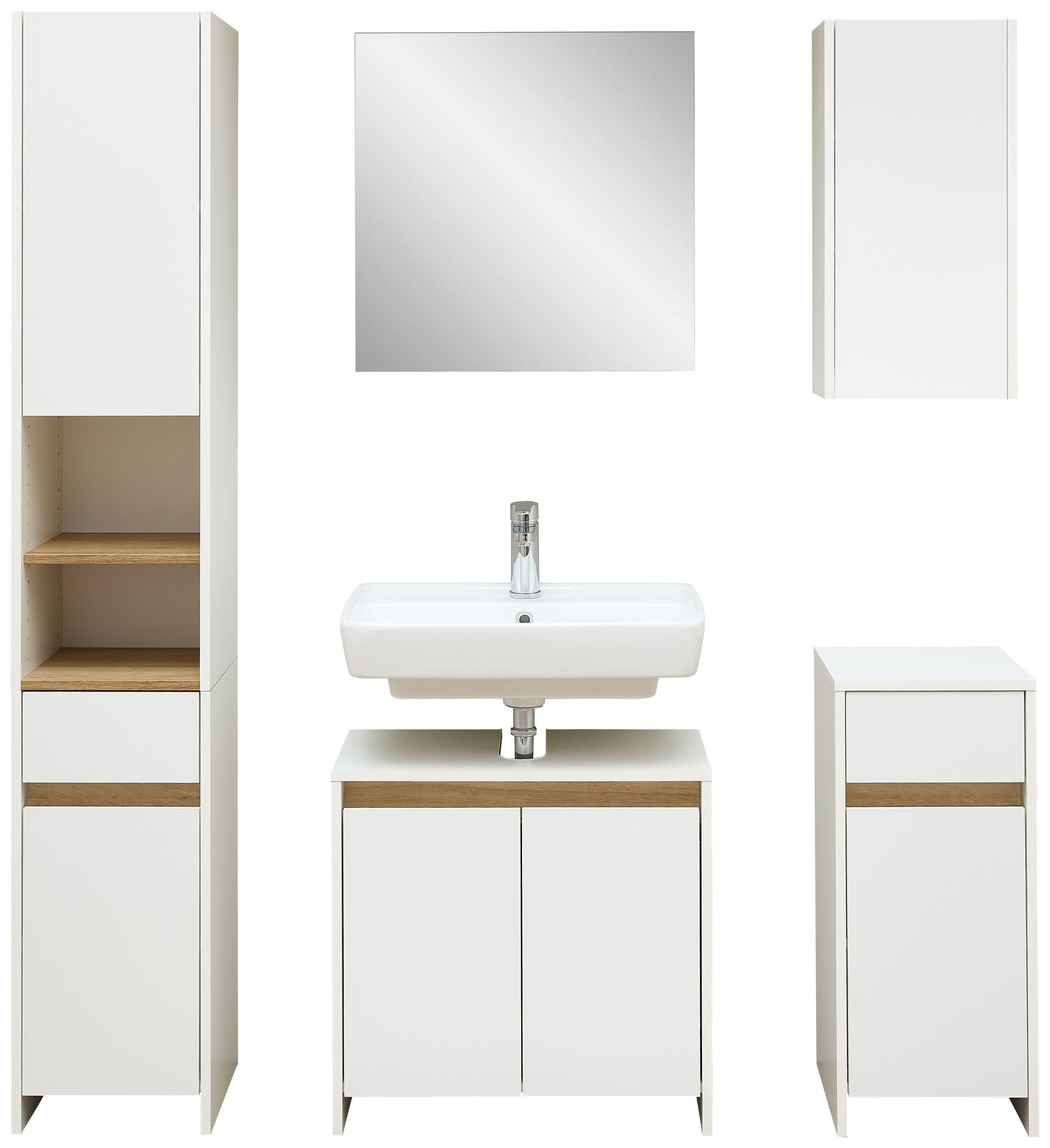 Saphir Badmöbel-Set »Quickset 100, 5-teilig, mit Holzeinlegeböden, 94cm breit« 5 Stk. tlg.