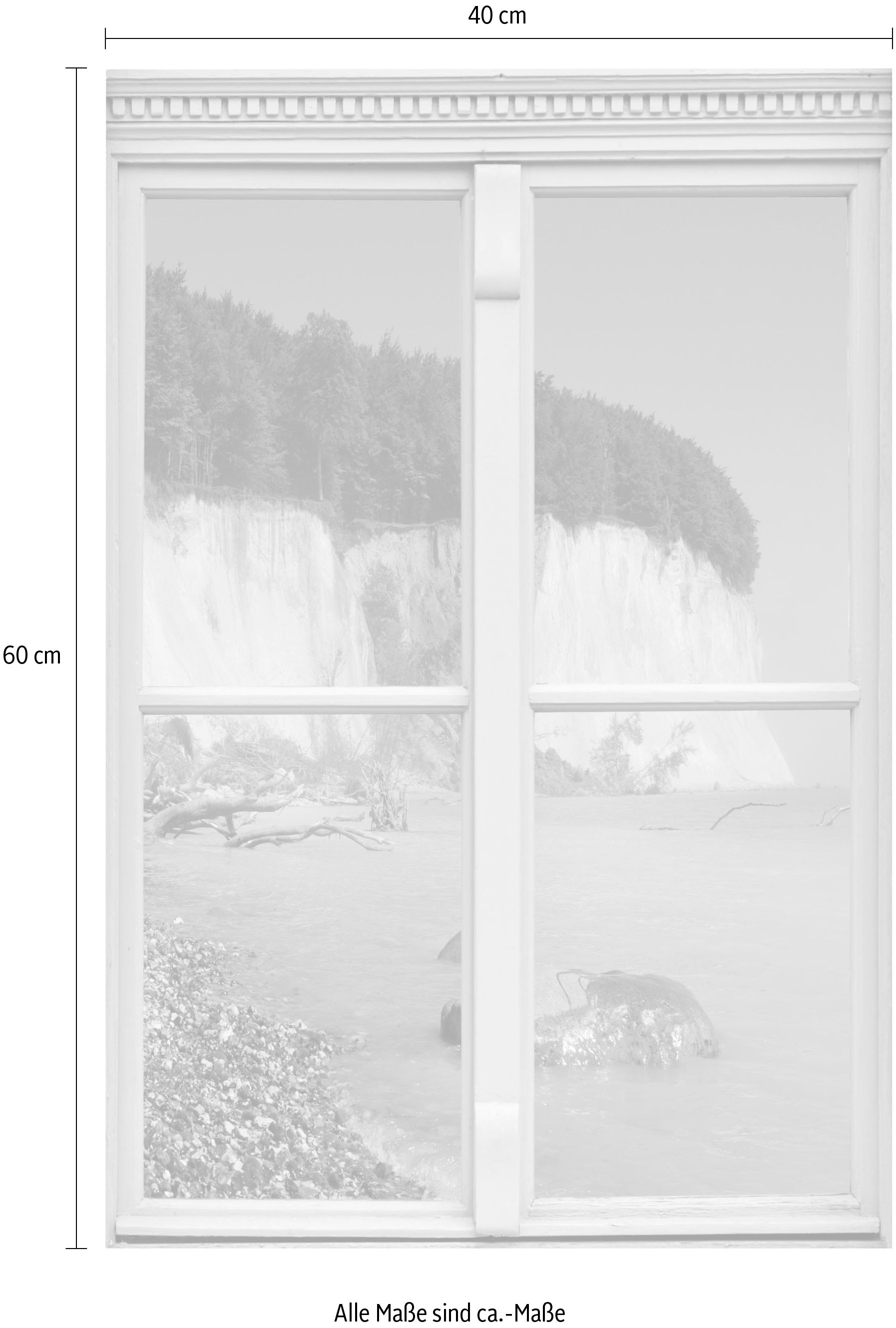 queence Autocollants muraux »Steinstrand« Wandsticker, Wandbild, selbstklebend, 3D, Fenster