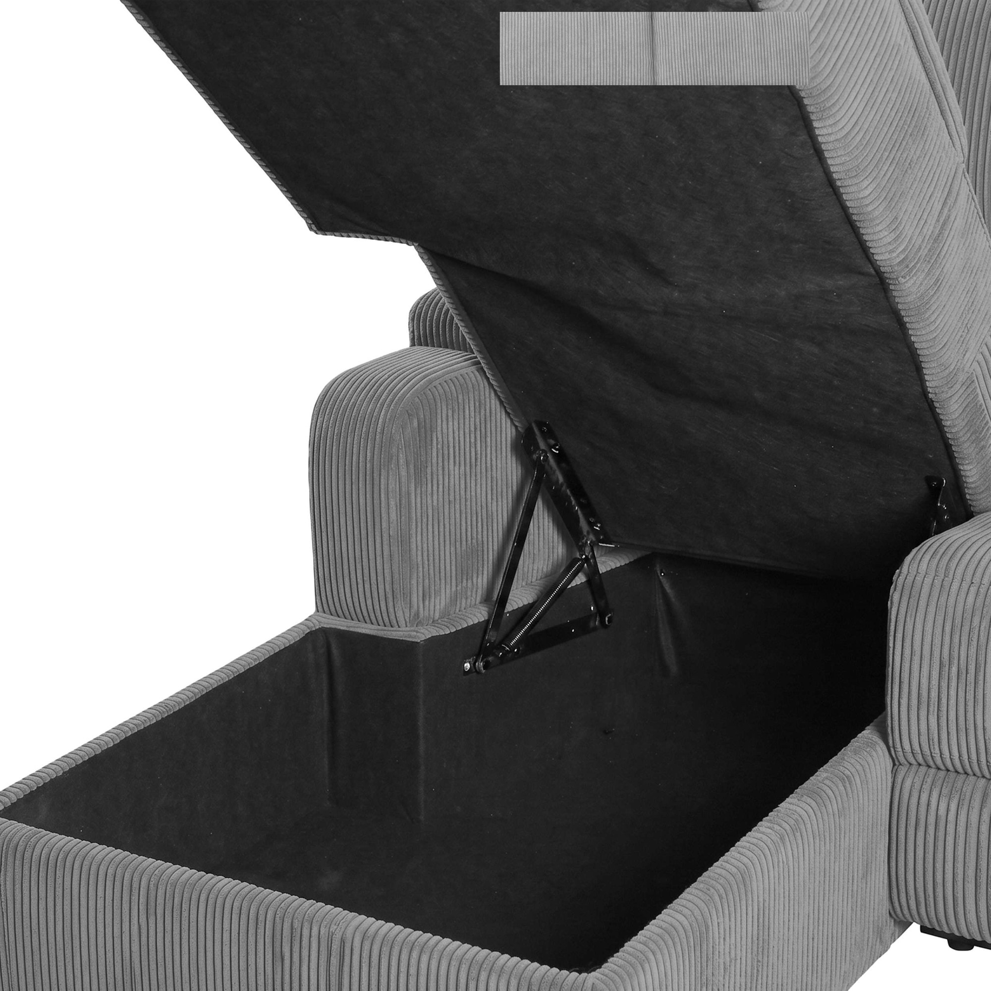 GOODproduct Canapé d'angle »NAPORI Cord, Multimediasofa, L-Form« fonction relax manuelle ou électrique, USB-A pour la version électrique, coffre de rangement