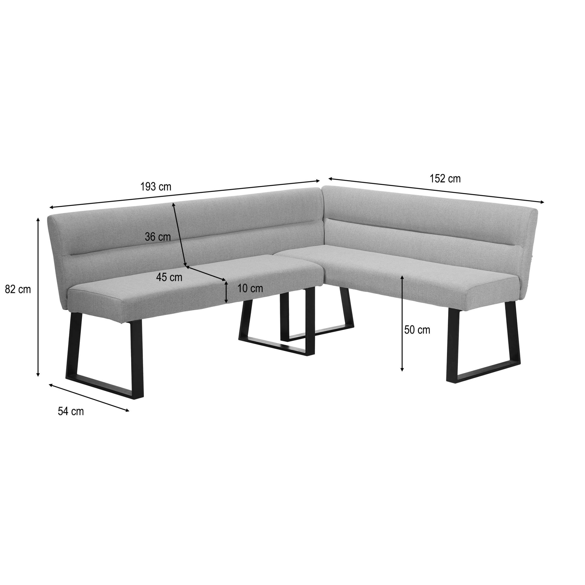 GOODproduct Banc de salle à manger »Ivanna« schwarzes Metallgestell, Webstoff Bezug, Breite 193/152