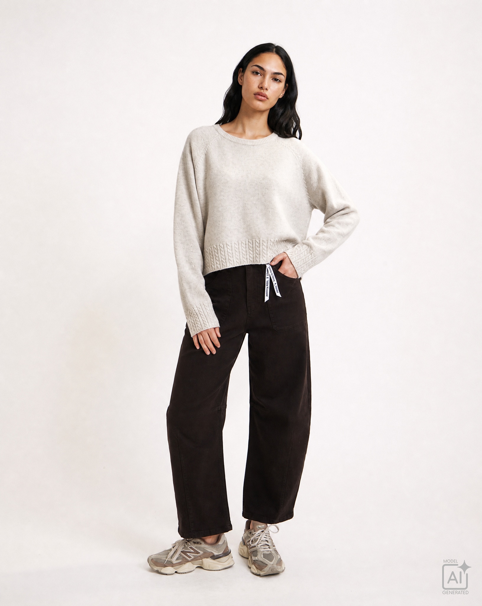 Smith & Soul Rundhalspullover mit hohem Woll-Anteil, Zopfstrick-Details