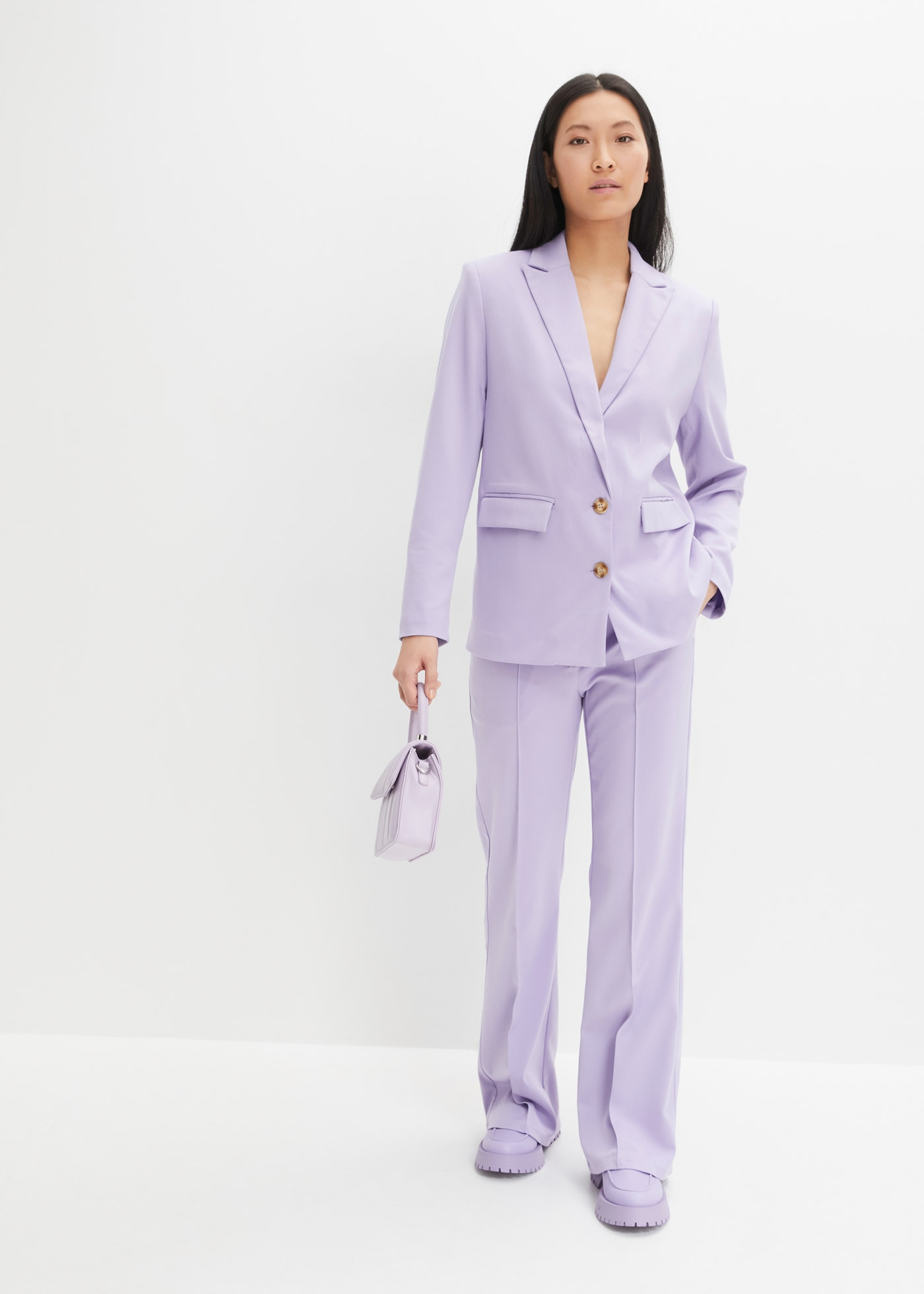 bonprix Pantalon de costume  mit Elasthan-Anteil, Regular Fit, Flared Schnitt, eleganter Stil