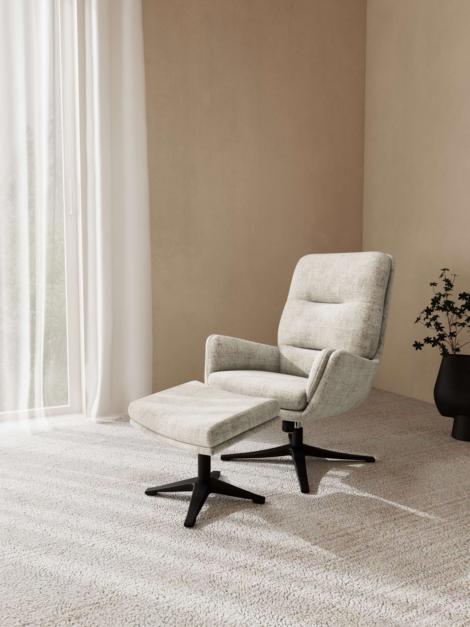ACTONA GROUP Loungesessel »Suton - Bequemer Sessel mit Neigungs- & Drehfunktion« Ergonomischer Recliner mit Stoffbezug