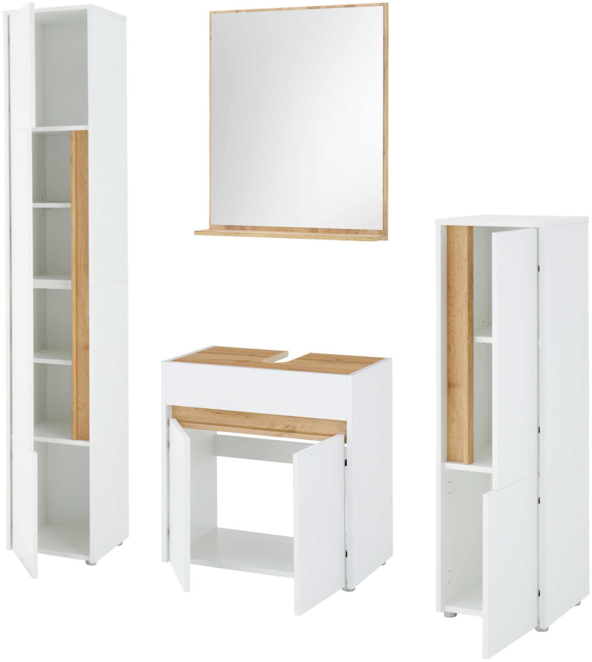 Home affaire Ensemble de meubles de salle de bain »CITY/ GIRON, Bad im zeitlosen Design, 4-teiliges Badezimmer« Set, 4 cuis tlg.