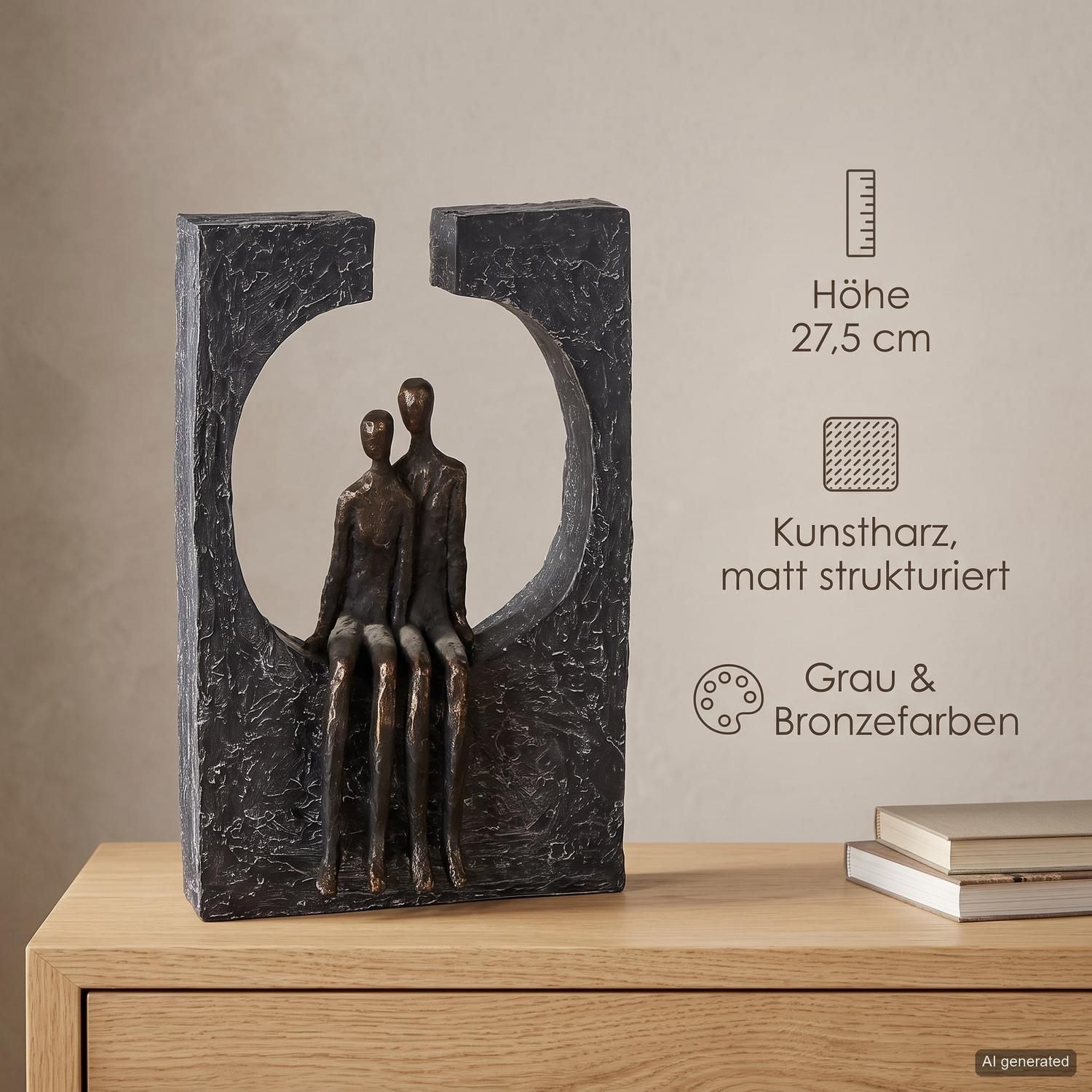 Casablanca by Gilde Dekofigur »Skulptur Zweisamkeit« Dekoobjekt, Höhe 28 cm, Pärchen, mit Spruchanhänger, Wohnzimmer