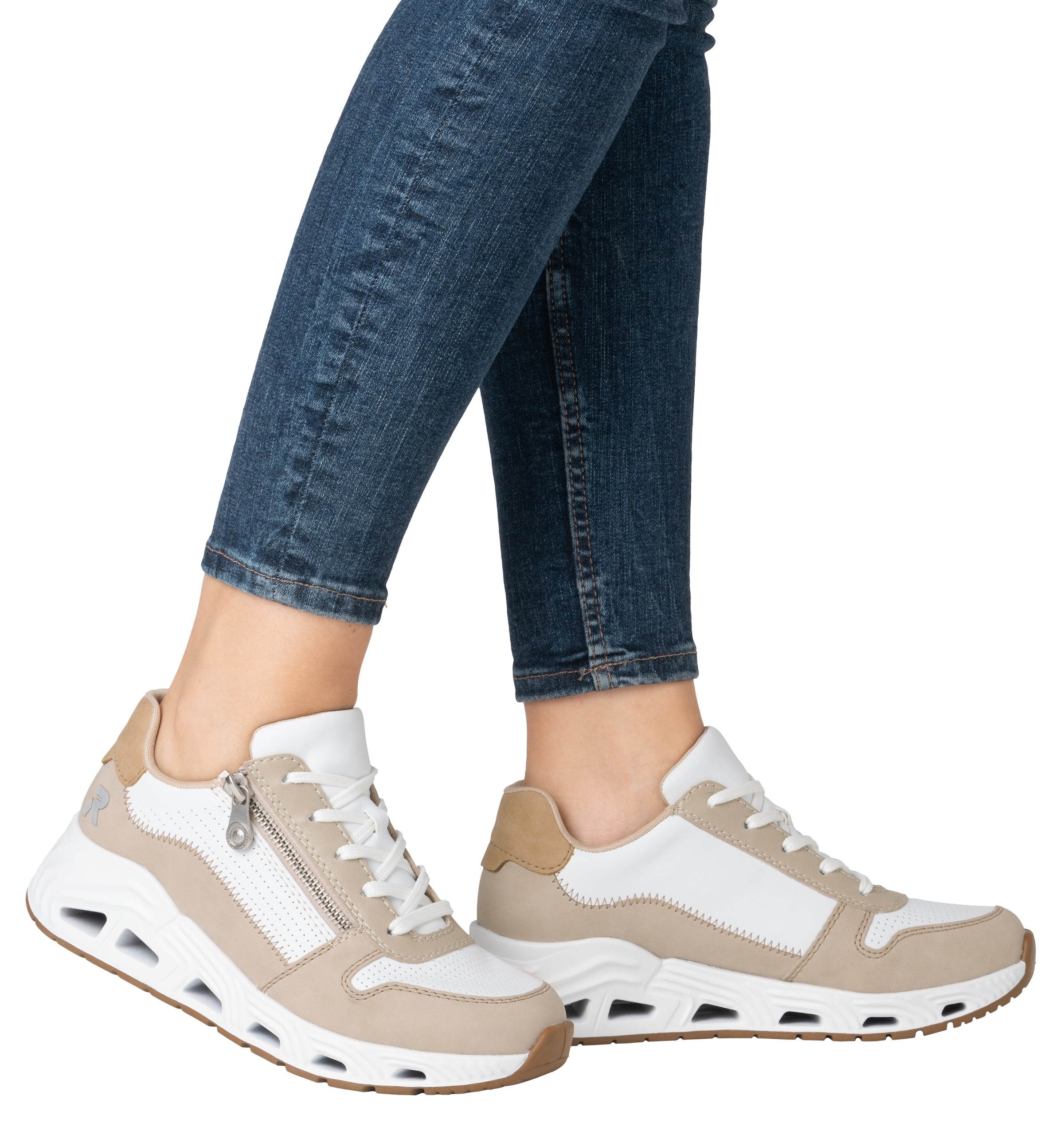 RIEKER Sport Baskets compensées  Schnürschuh, Halbschuh, Freizeitsneaker mit Reissverschluss