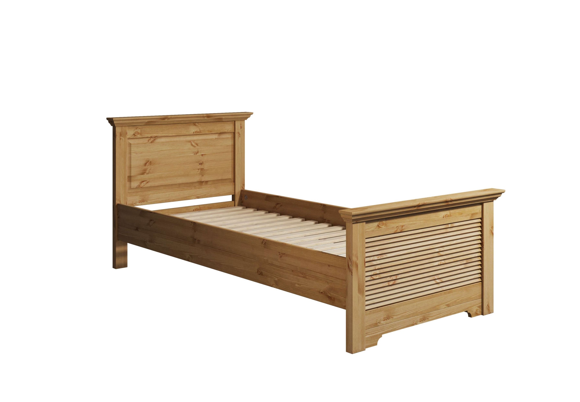 GOODproduct Lit »Rauna, Landhausstil, edles Design mit Lamellen und Kassetten, 2 Farben« Breite/Belastbarkeit 180cm=220 KG, 90cm=120KG,  FSC® zertifiziertes Kieferholz, massive Qualität mit Lattenrost