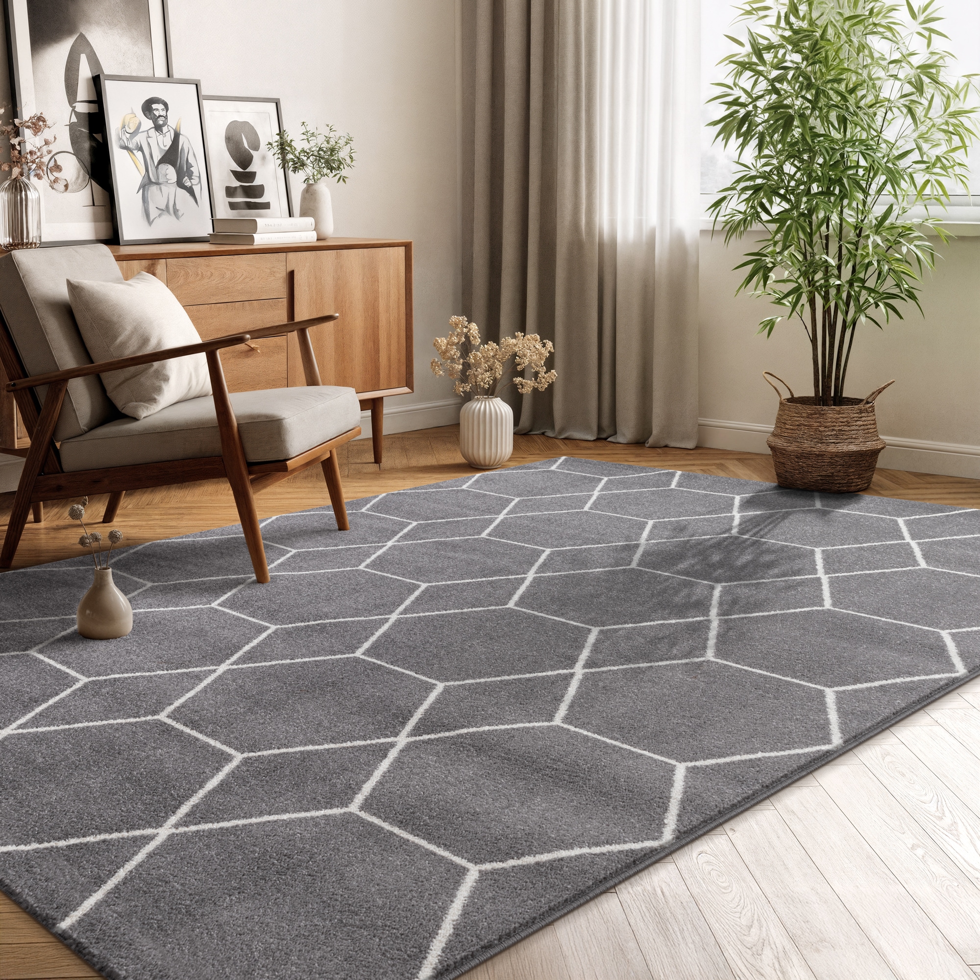 Sanat Teppich »Trellis , auch als Läufer und Rund« rechteckig 10 mm Höhe Kurzflor, skandi, boho, grosse Farbauswahl, alle Räume