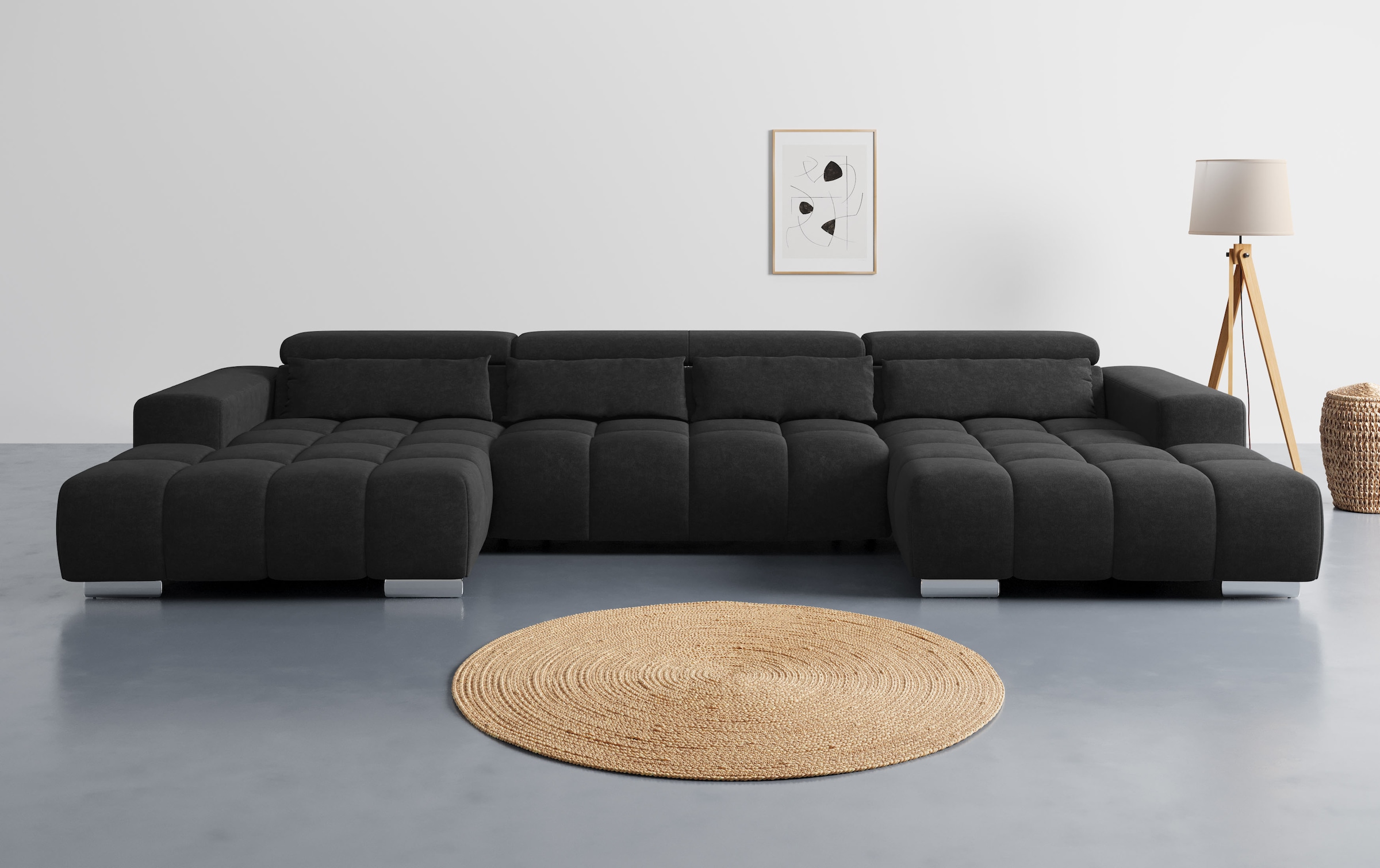 COTTA Paysage de salon »Orion U-Form, B: 400 cm« Kopfteilverstellung & 4 Kissen, optional elektr. Sitztiefenverstellung