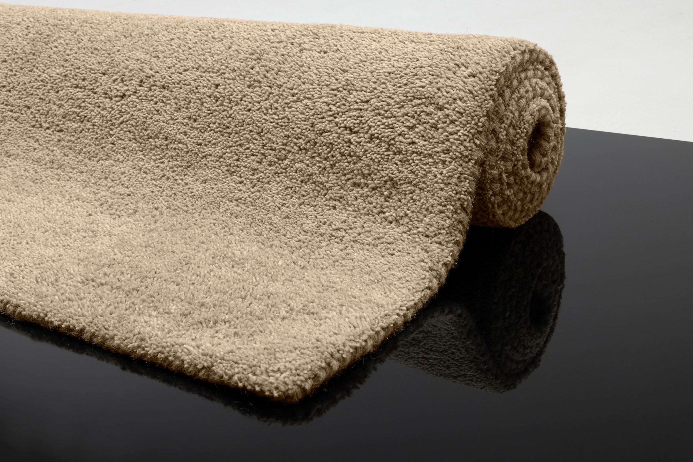 THEKO Bordure de lit »Gabbeh Uni, Handweb Teppich, meliert, reine Wolle« Höhe 14 mm 3 cuis tlg. Bettvorleger, Uni-Farben, handgewebt, Läufer-Set, Schlafzimmer