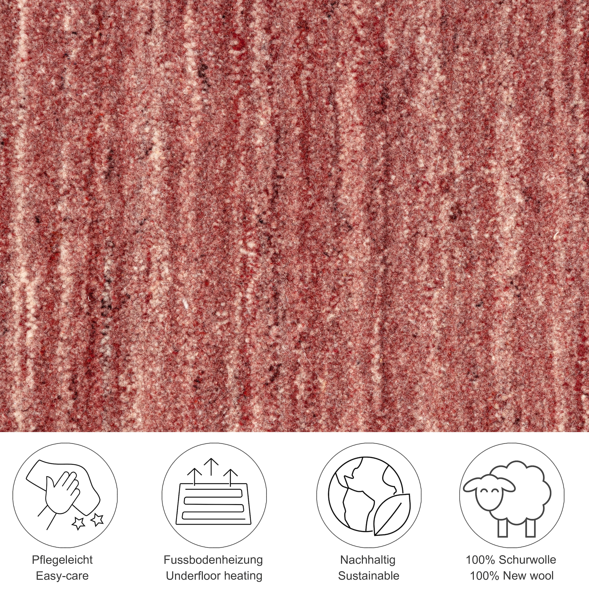 THEKO Wollteppich »Pure UNI« rund 14 mm Höhe Handwebteppich, meliert, reine Wolle, handgewebt