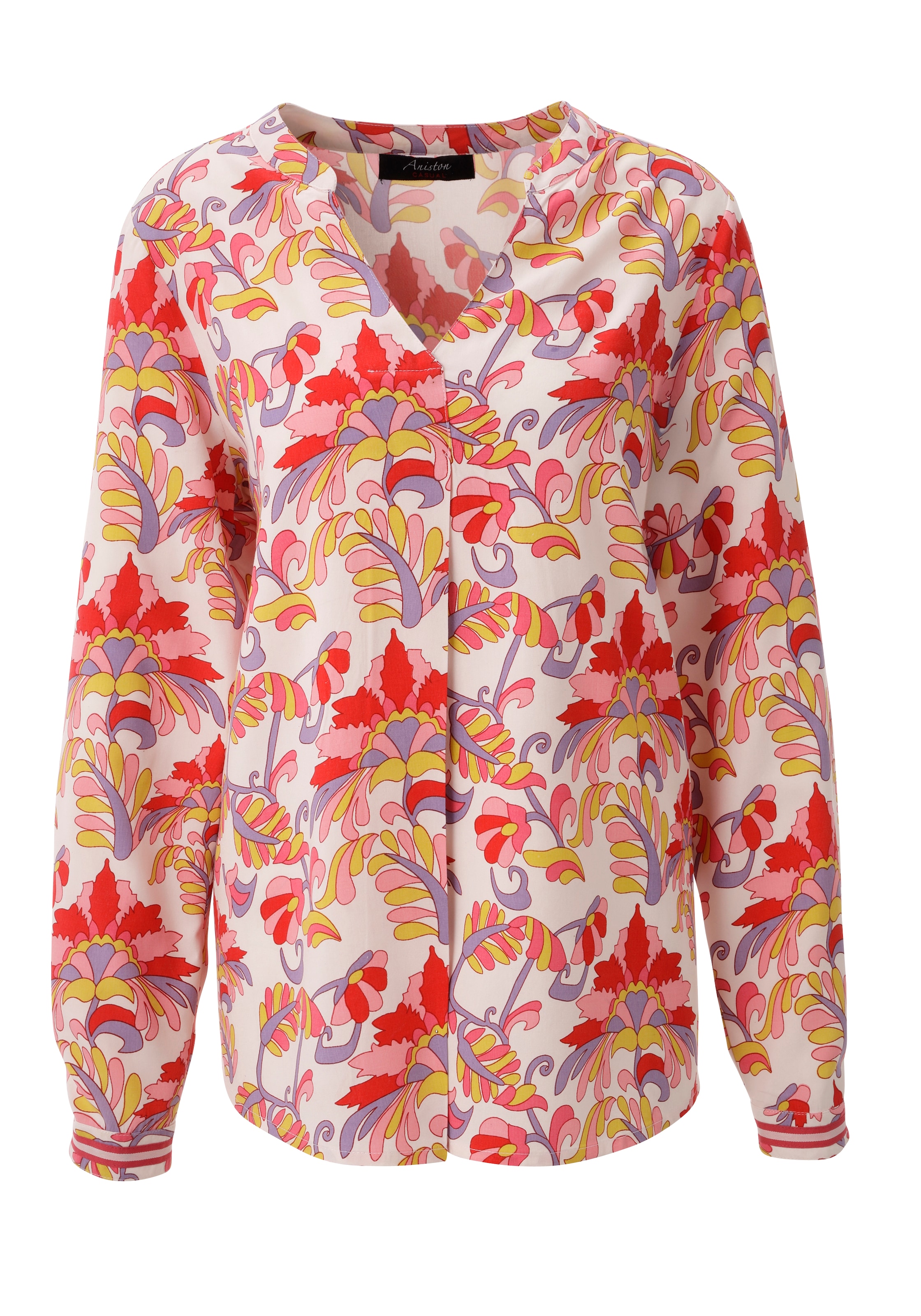 Aniston CASUAL Blouse à enfiler mit grafischen Blumendruck - jedes Teil ein Unikat - NEUE KOLLEKTION