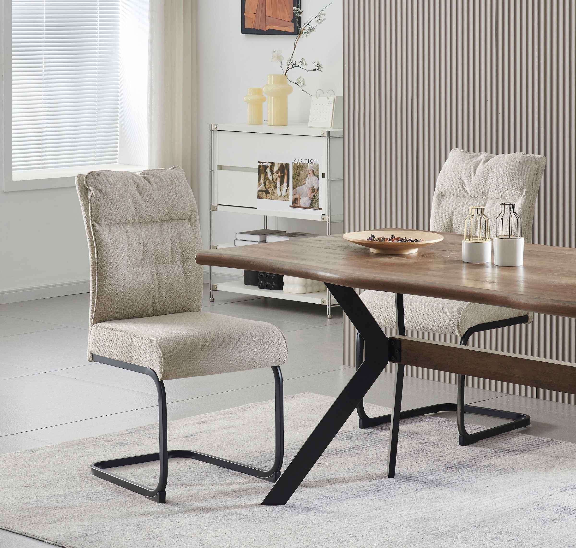 Home affaire Chaise de salle à manger »BARRIE, 2er Set, mit Metallgestell in matt schwarz« (Ensemble) 2 cuisin verschiedenen Farben, Belsatbarkeit pro Stuhl 120 kg