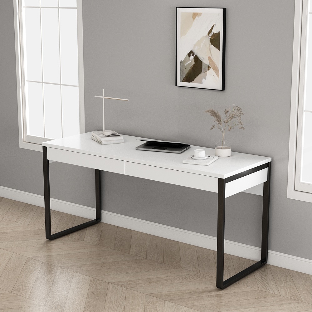 GOODproduct Schreibtisch »Moid, Computertisch im modernen Design,« Breite 120/140/160 cm, mit Metallbeinen & Schublade