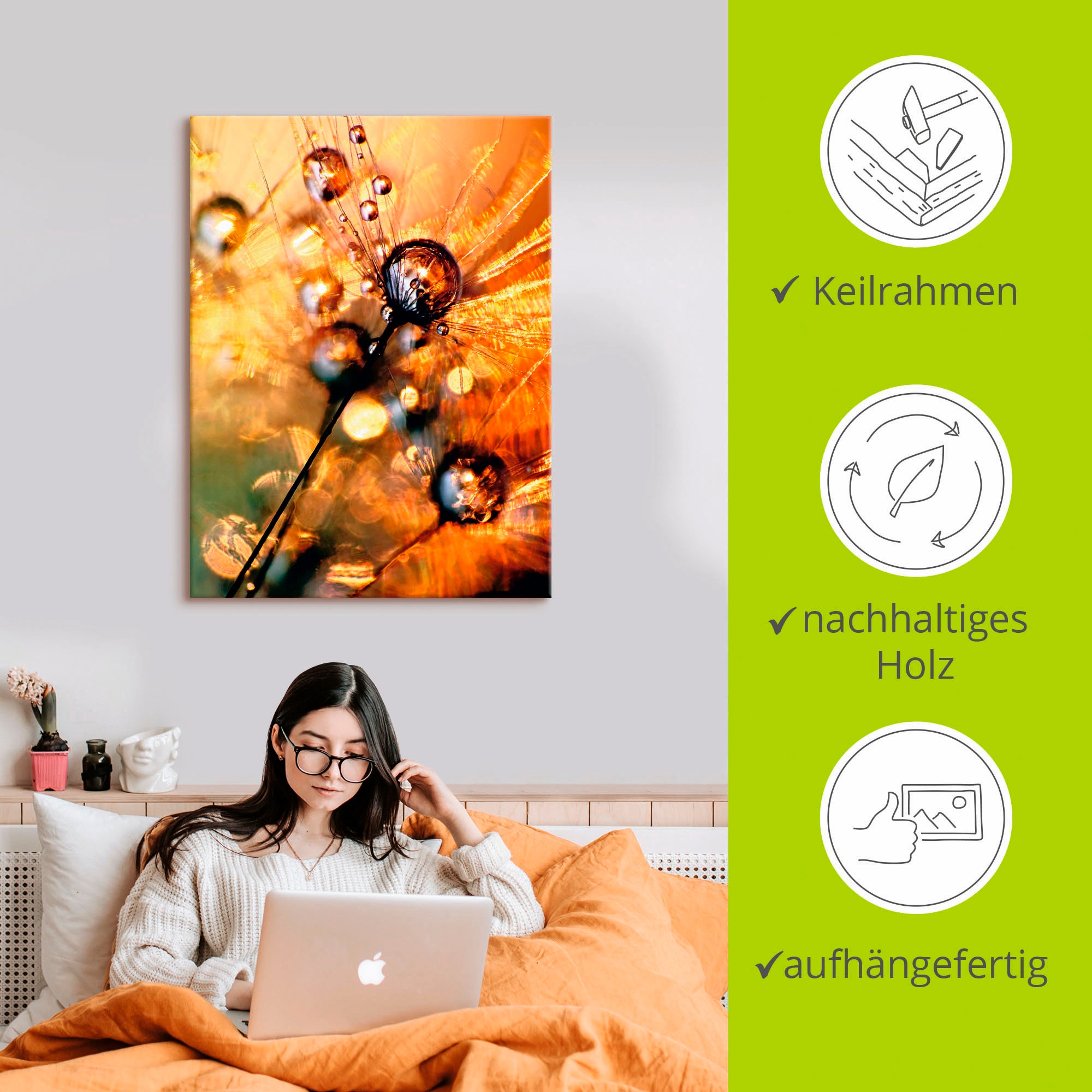 Artland Leinwandbild »Pusteblume Energy« Blumen 1 Stk. tlg. auf Holzrahmen gespannt