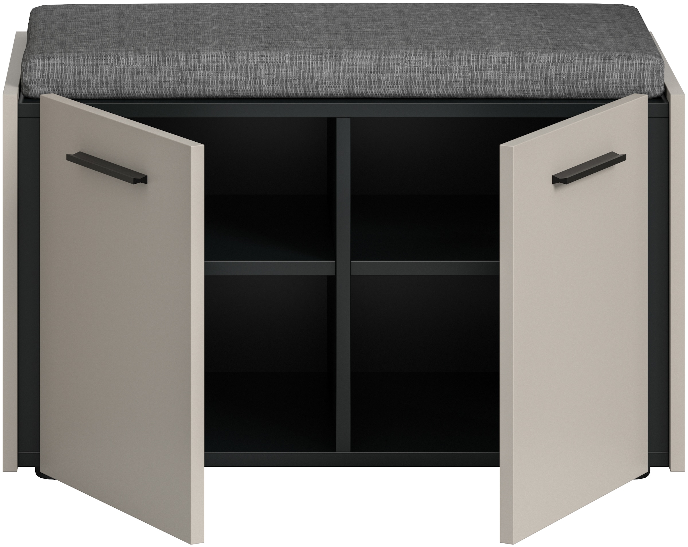 Home affaire Sitzbank »RAK, Breite 75 cm, inkl. Sitzkissen, 2 Türen, 2 Einlegeböden, 4 Fächer« bietet Platz für ca. 12 Schuhe,  Bank, Garderobenbank, Dielenbank, Flurbank, Kommode