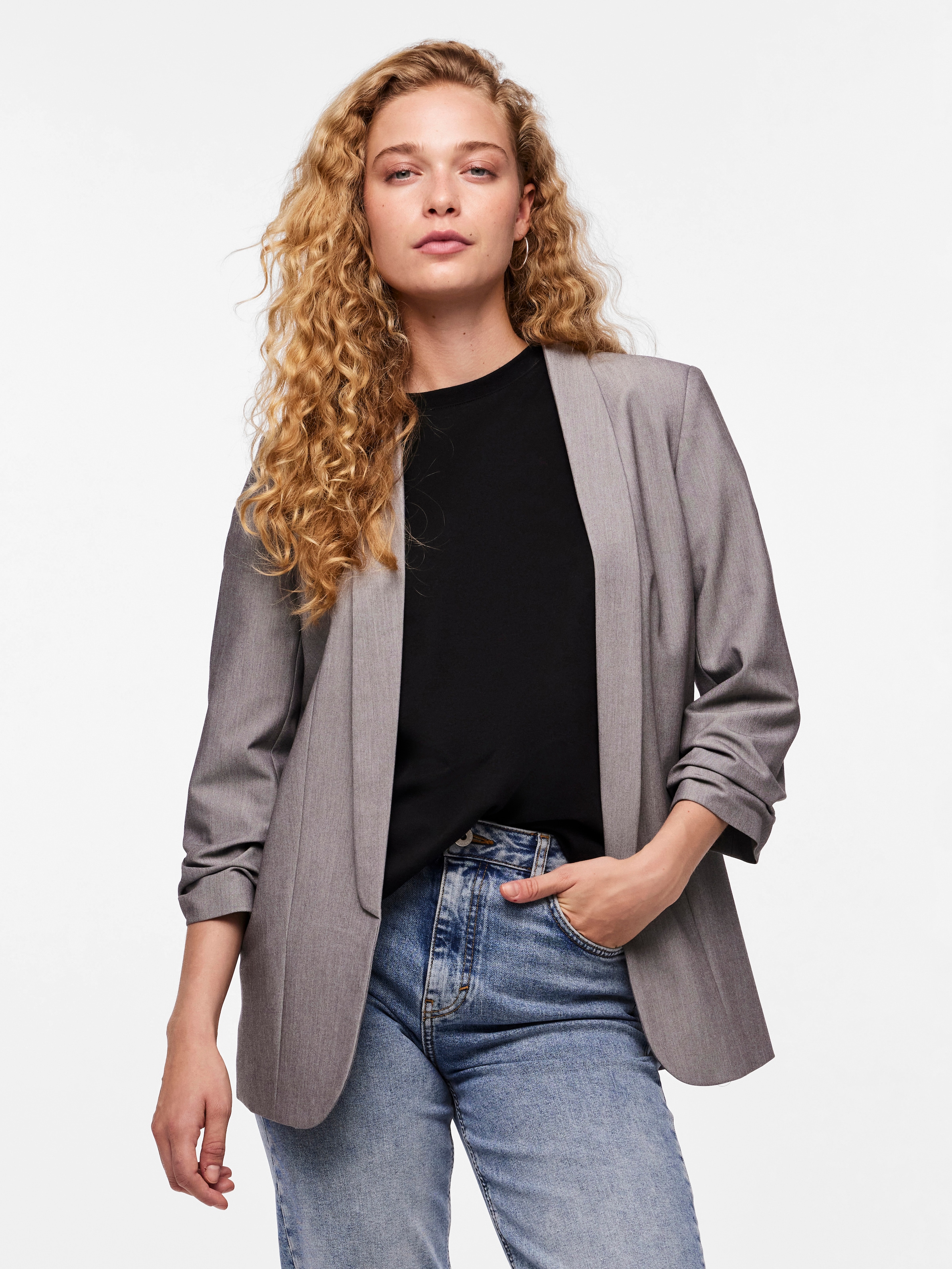 pieces »PCBOSELLA 3/4 BLAZER NOOS« Materialmix, regular fit