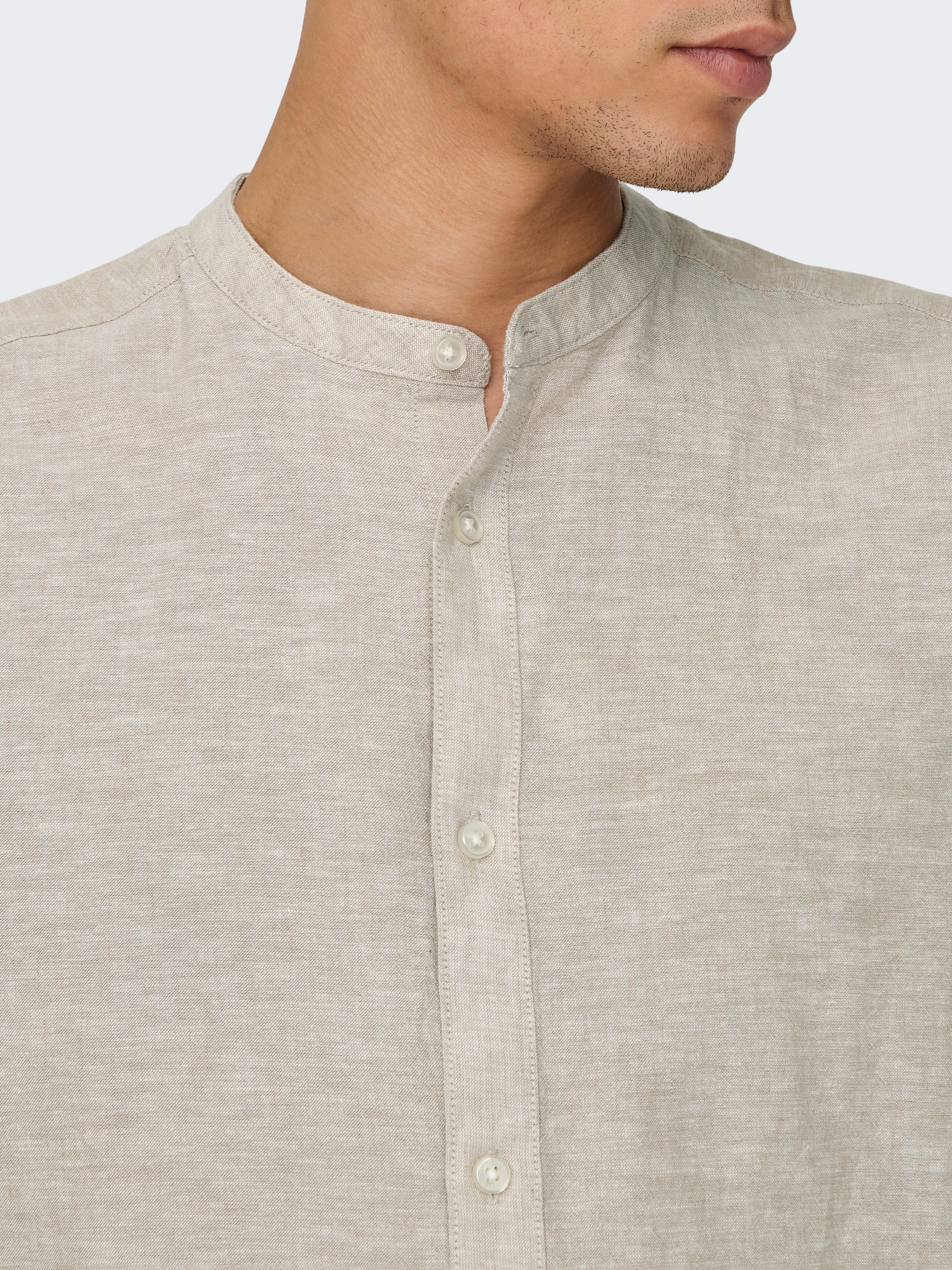 ONLY & SONS Langarmhemd »ONSCAIDEN LS SOLID LINEN MAO SHIRT NOOS«