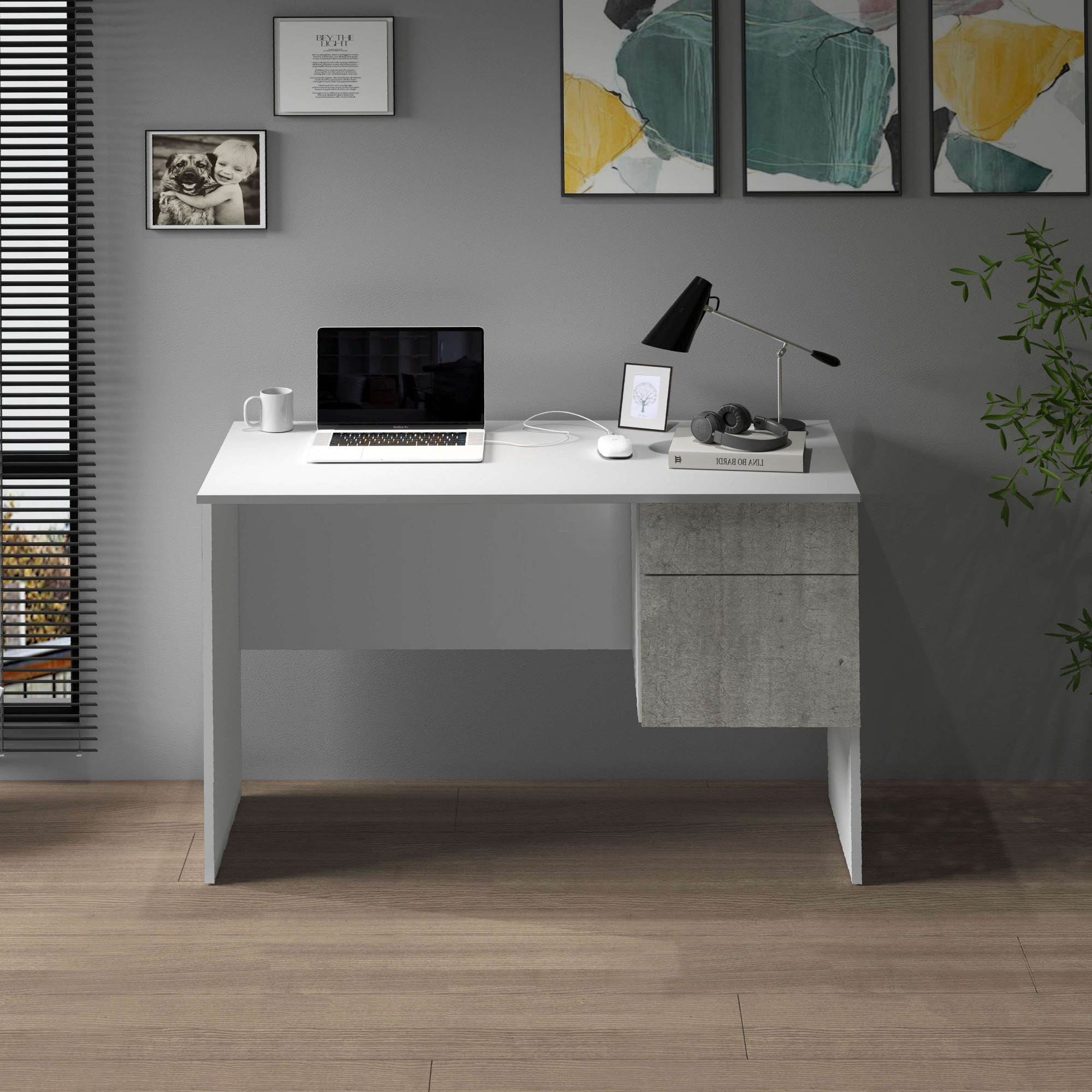 Home affaire Schreibtisch »Coro, kleiner Computertisch, Bürotisch« mit 1 Tür & 1 Schublade, Breite 110 cm, Made in Italy