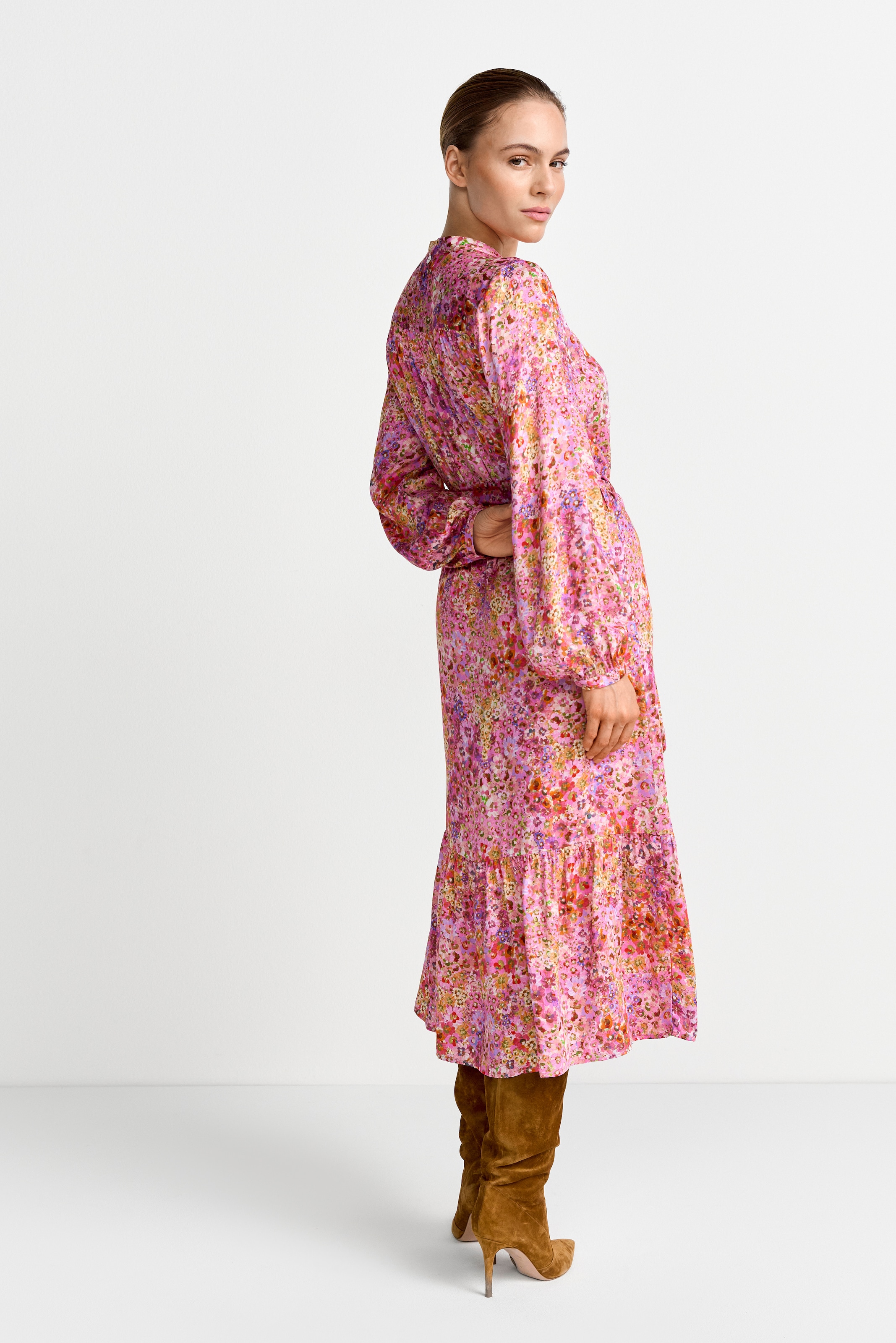 RICHROYAL Robe imprimée Blusenkleid mit breitem Bindegürtel, aus Viskose