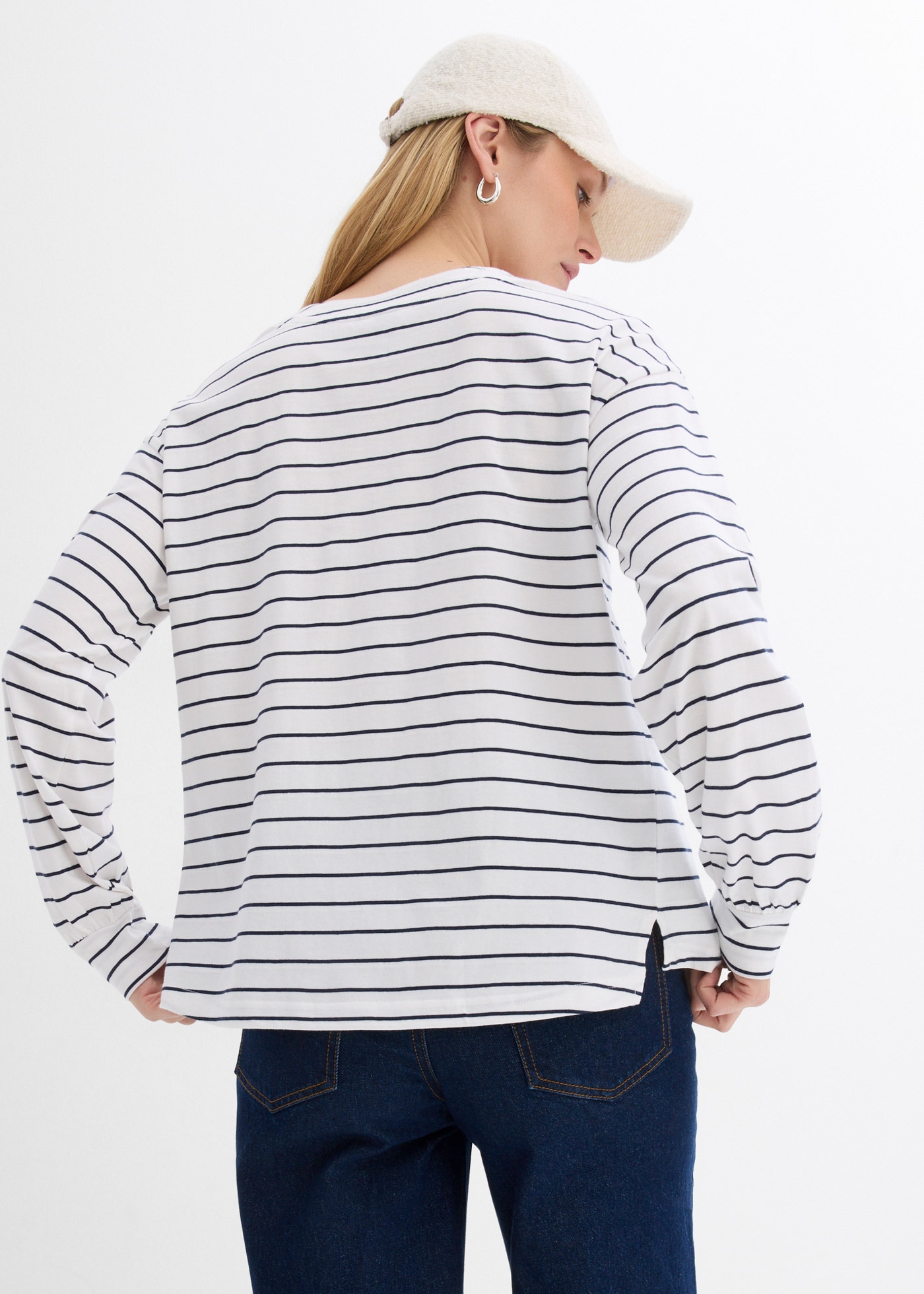 bonprix T-shirt à manches longues lockere Passform mit überschnittenen Schultern, mit Ballon-Ärmeln