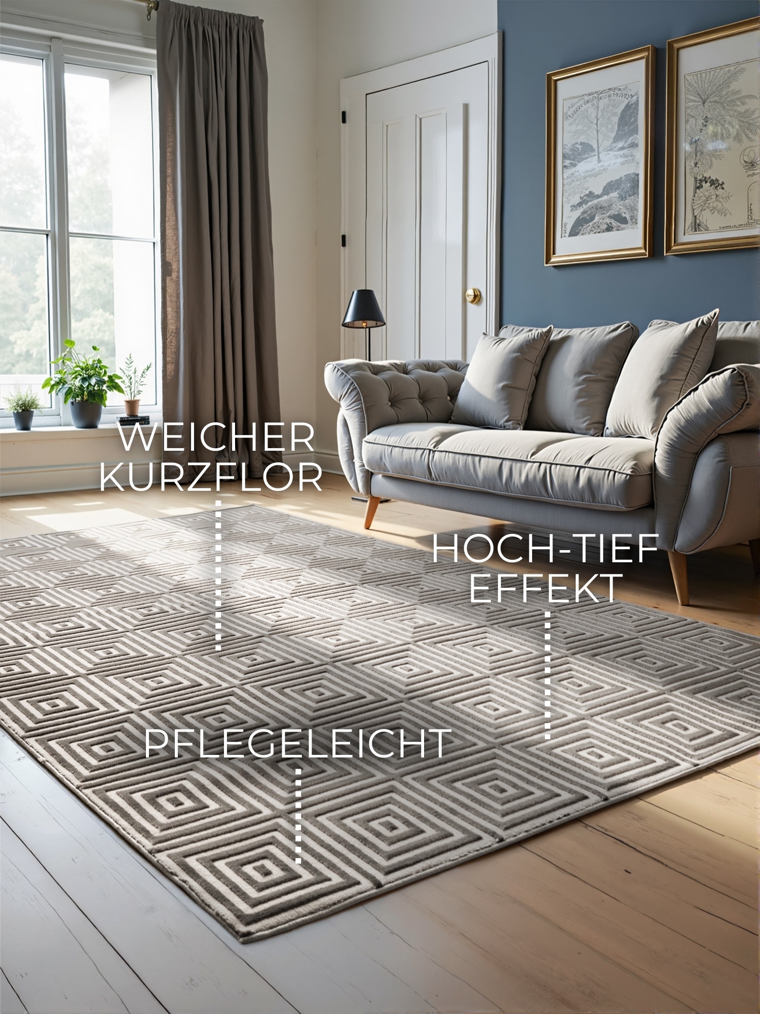 ELLE DECORATION Designteppich »Tourmaline« rechteckig 9 mm Höhe Wohnzimmer, Schlafzimmer, Läufer, Hoch-Tief Effekt, Flur, Glanz