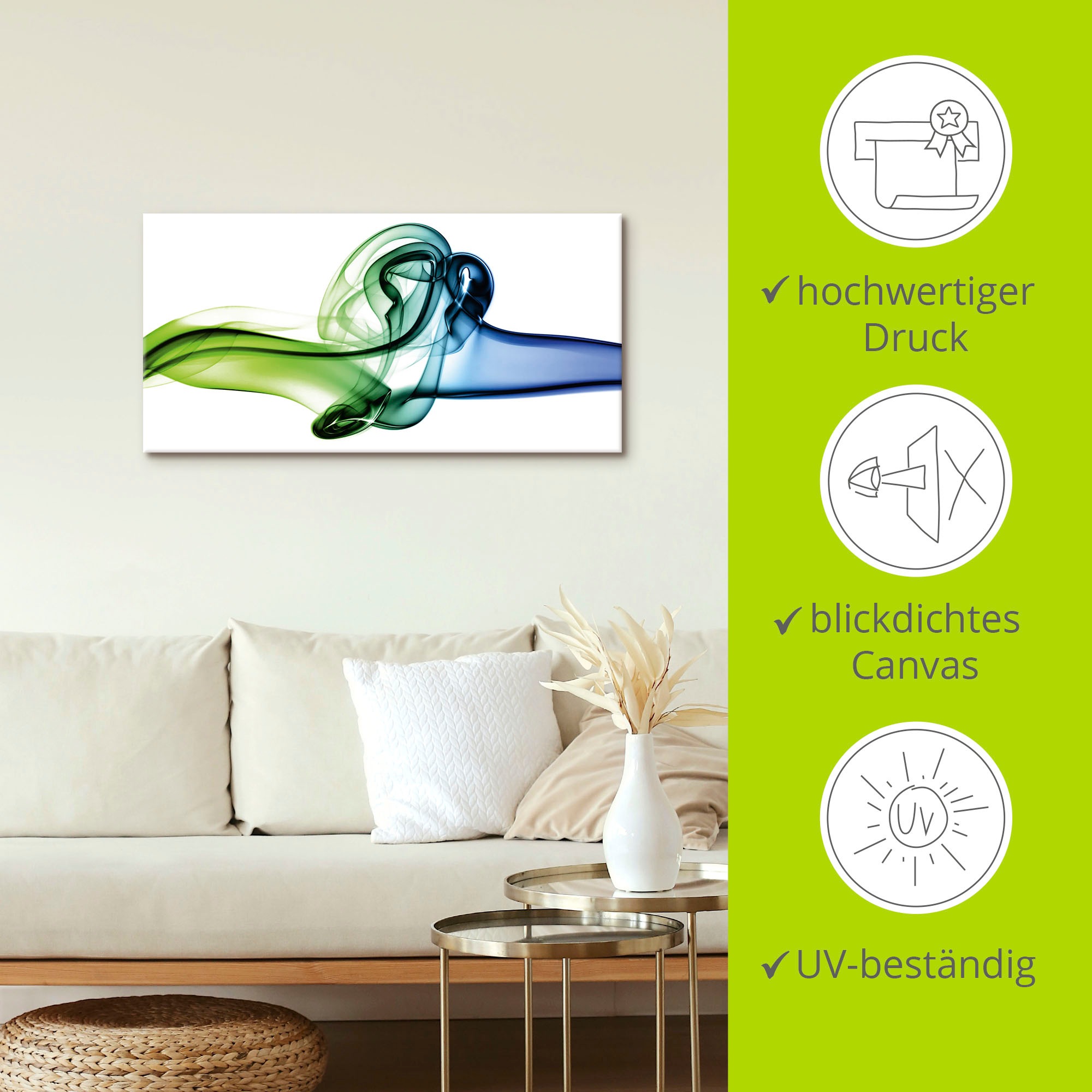 Artland Tableau sur toile »Aufeinanderprallen von blau und grün« 1 cuis tlg. auf Holzrahmen gespannt