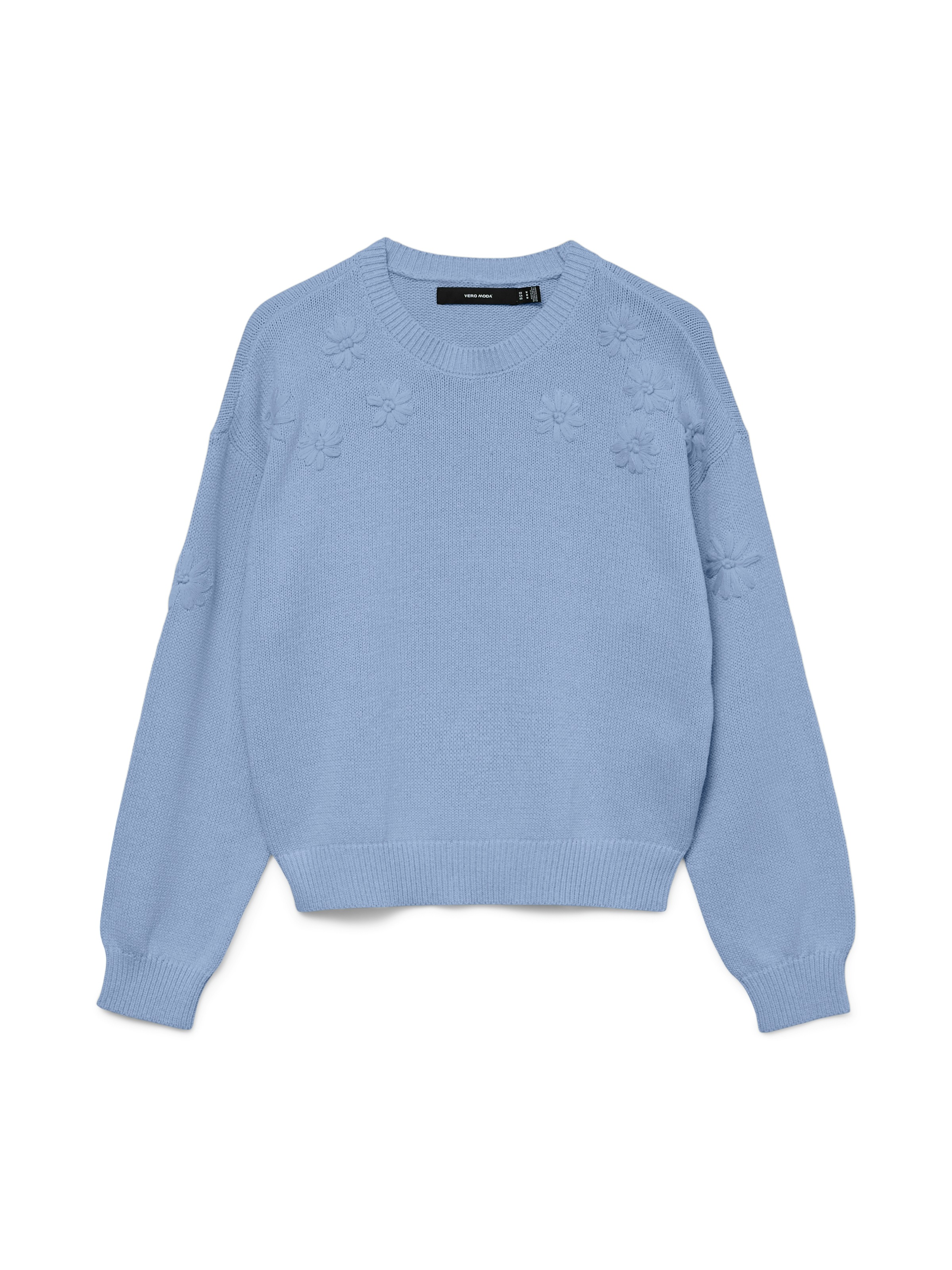 Vero Moda Pull en tricot »VMDAISY EMB LS O-NECK PULLOVER BOO« avec motif floral délicat