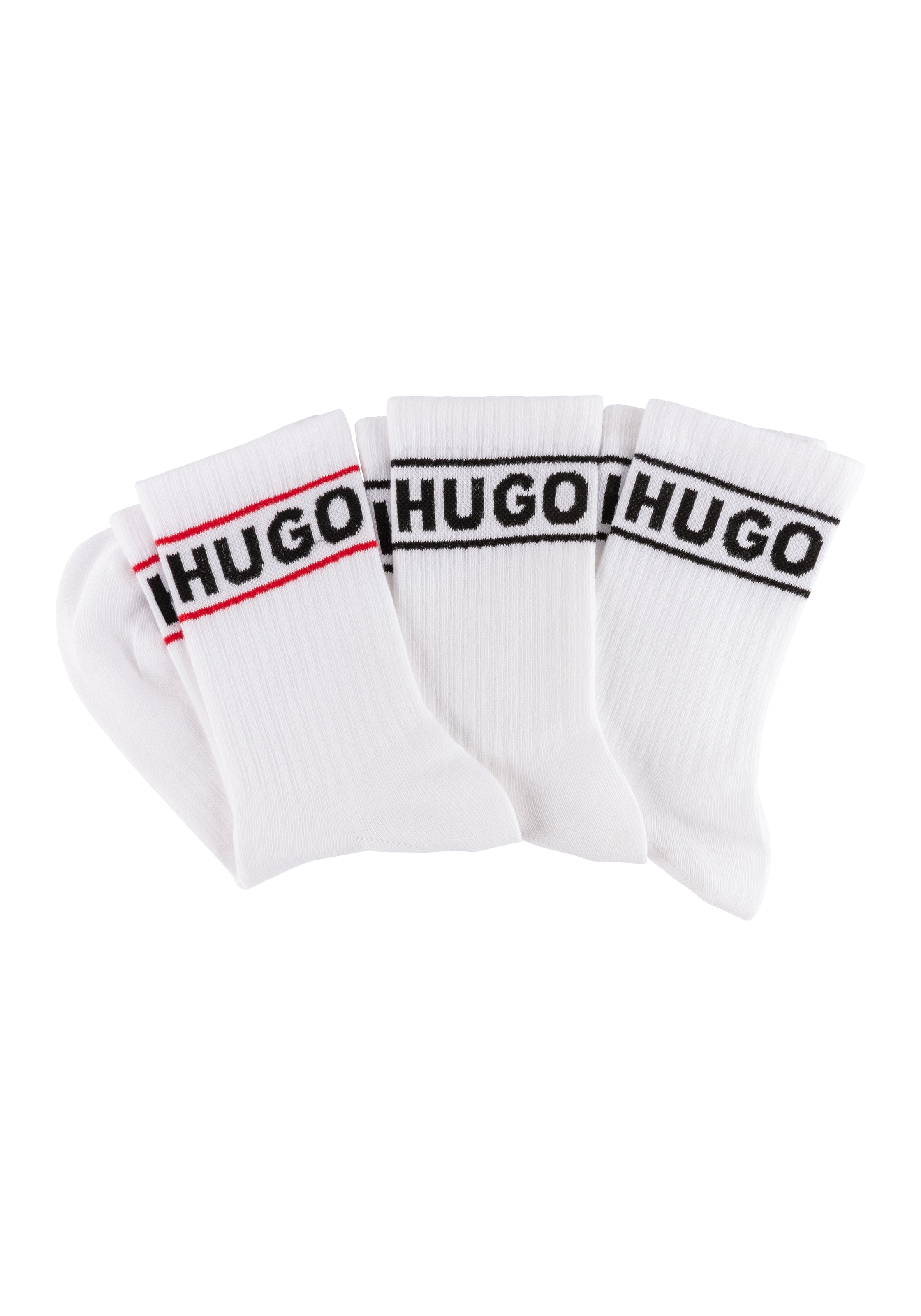 HUGO Underwear Freizeitsocken »3P QSRIB SPORTY CC W« Packung, 3er, 3 Paar tlg. mit kontrastfarbenem Logodetail